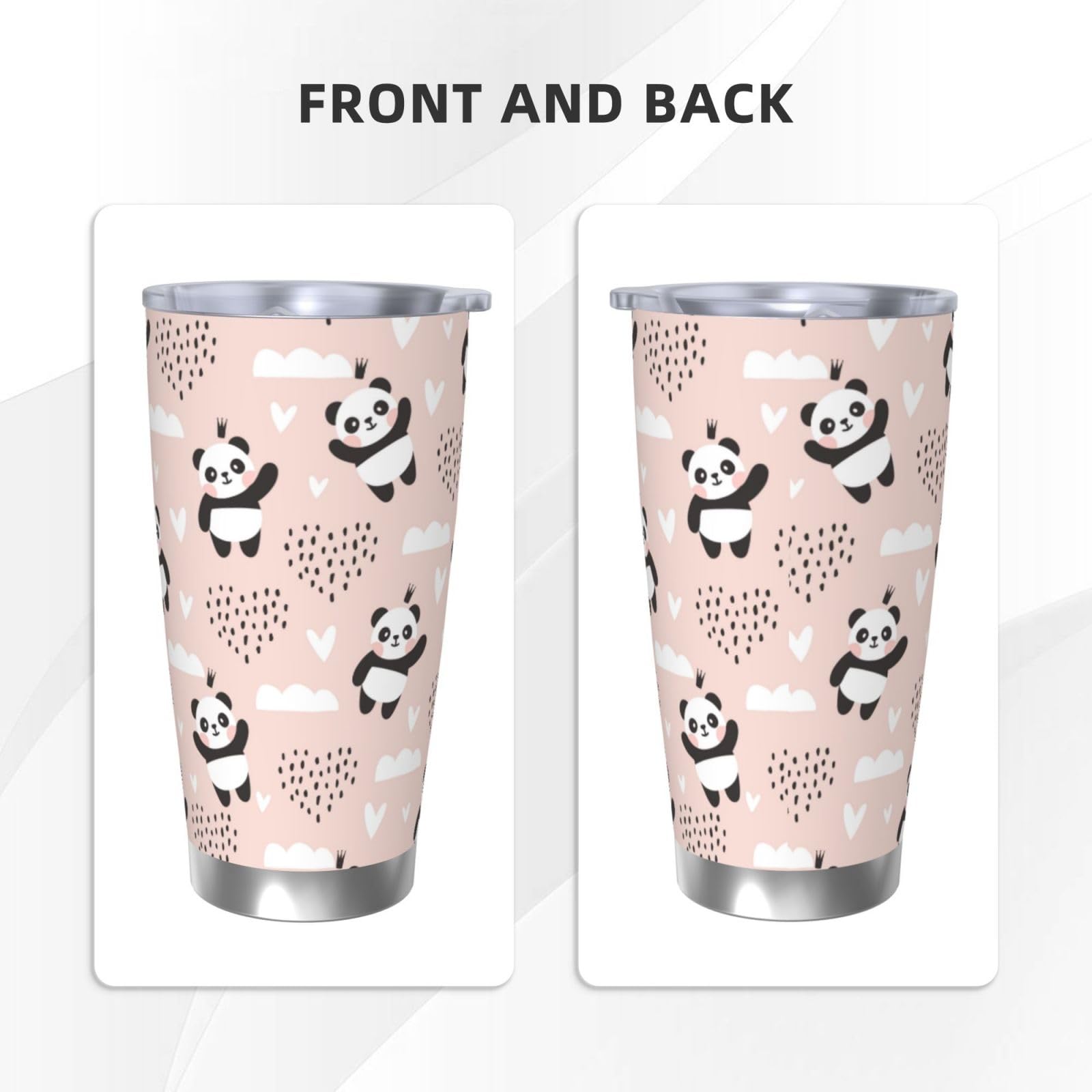 Xinvast Panda Coffee Tumbler Vacuum Insulated Stainless Steel Water Bottle Travel Mug for Girl Women Friends Gifts 20 Oz - Image 2