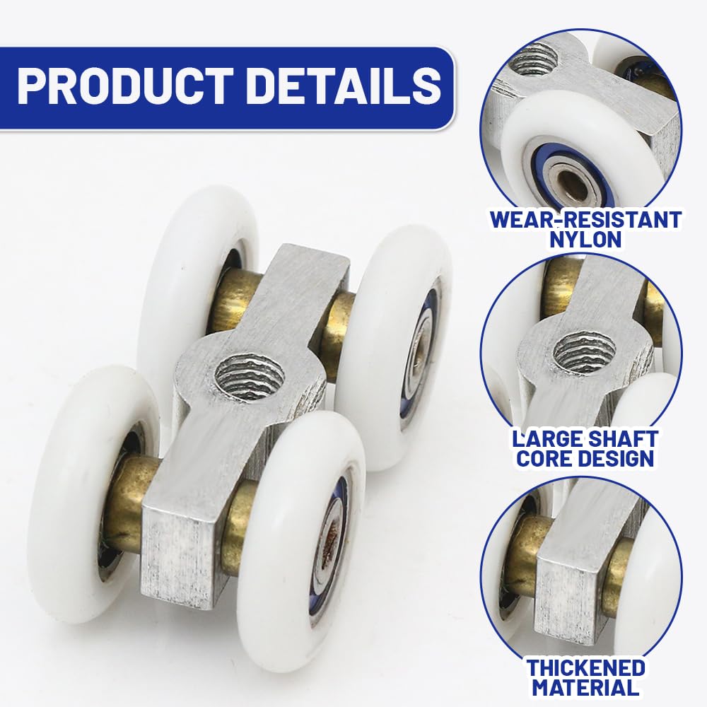 2 Ruote Per Porte Scorrevoli, Con Filettatura M6, Ruote Silenziose, Porta Scorrevole Con 4 Ruote, Con Cuscinetti A Sfera, Carrello Scorrevole In Lega, Per Profilo Di Scorrimento Da 20 Mm