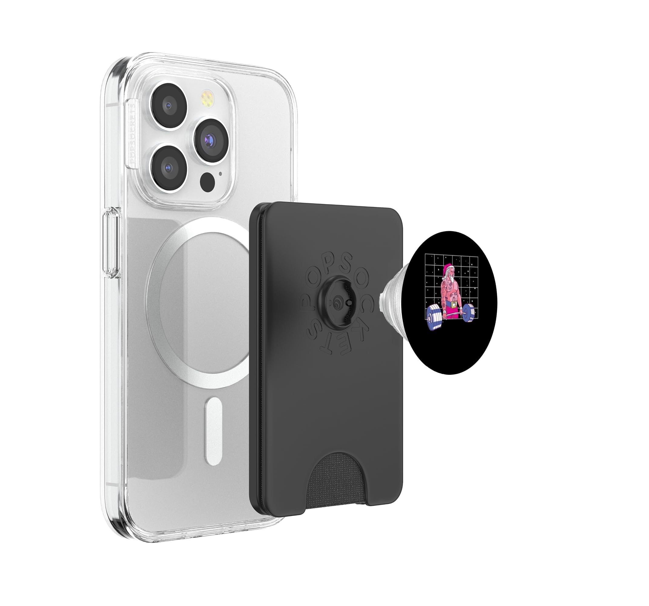Santa Halterofilia Navidad Fitness Gimnasio Peso Muerto Navidad PopSockets PopWallet para MagSafe