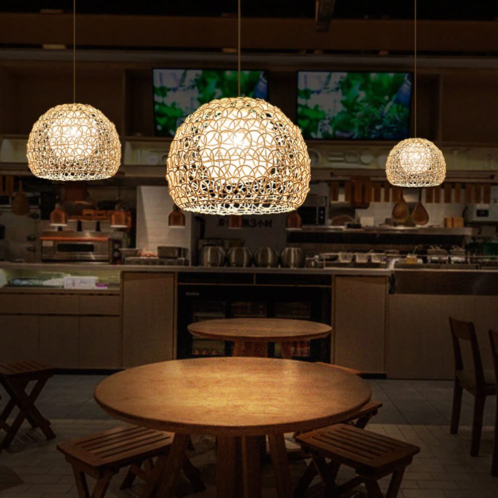 CHENKUI Lámpara Colgante De Mimbre De Bambú, Decoración De Nido De Pájaro, Pantalla De Lámpara Iluminación De Lámpara Colgante Tejida De Mimbre para Interiores Lámpara De Techo De Estilo Asiático