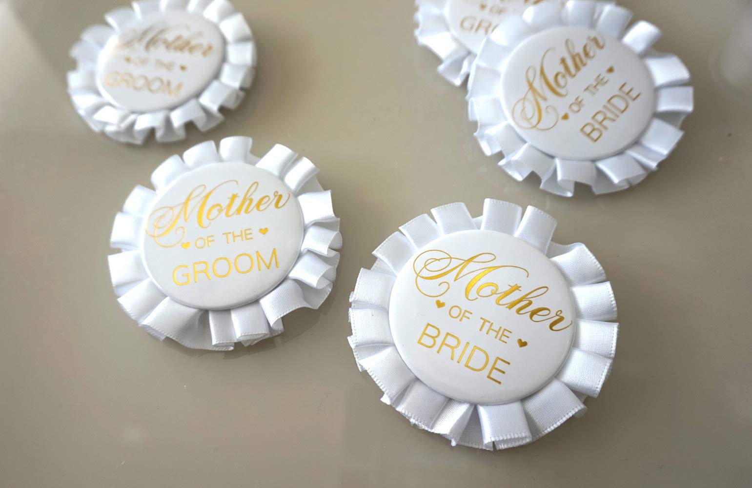 Gold Foil Mother of The Bride Satin Button and Mother of The Groom Satin Button