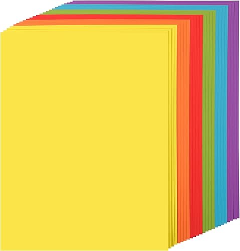 24 hojas de papel de cartulina de 6 colores de 8.5 x 11 pulgadas, papel de doble cara de 92 libras/8.82 oz/m², papel grueso de construcción para
