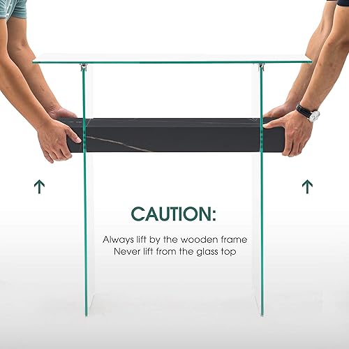 Miniatura 29 de ivinta Mesa consola de cristal con almacenamiento, mesa de sofá moderna de 39.4 pulgadas para sala de estar, vestíbulo, pasillo, dormitorio 5101