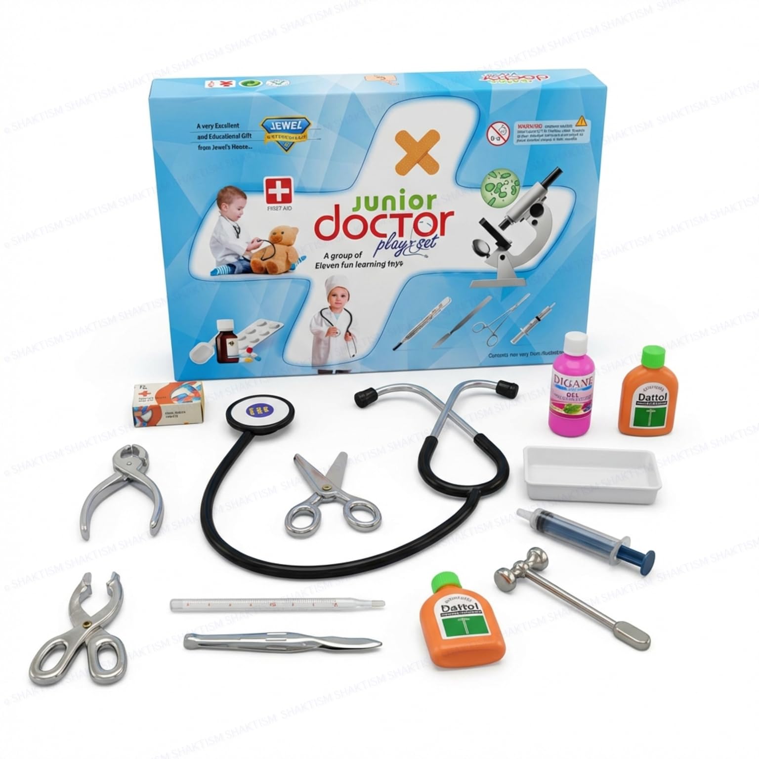 Junior Doctor Pretend Play Medical Kit for Kids | 12-Piece Doctor Toy Set with Stethoscope, Syringe & Thermometer | Educational Role Play Toy for Boys & Girls (3+ Years)-image-7