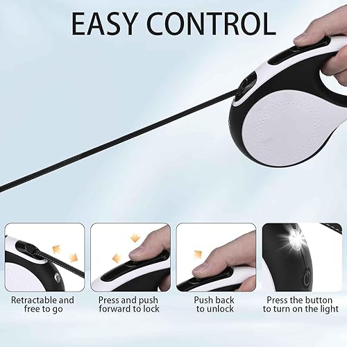 Miniatura 5 de BINGPET Correa doble retráctil para perro con luz, correa doble para perros sin enredos de 360 para dos perros con cuerdas de alambre reflectantes,