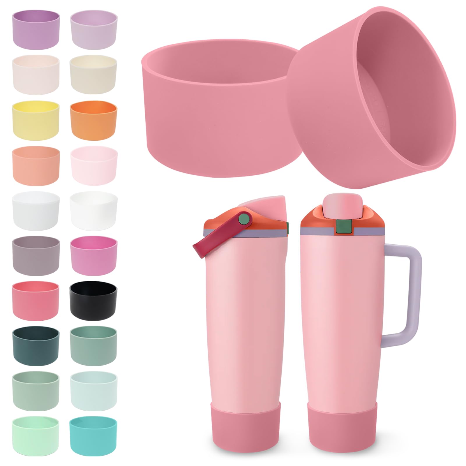 Kaitiaki 2Pcs Silicone Boots for 30oz & 40oz Owala Bottles Sway & Tumblers – Non-Slip, Scratch-Resistant, Stability Enhancer for Owala Accessories, Available in 18 Colors (Vintage Rose) — image 1