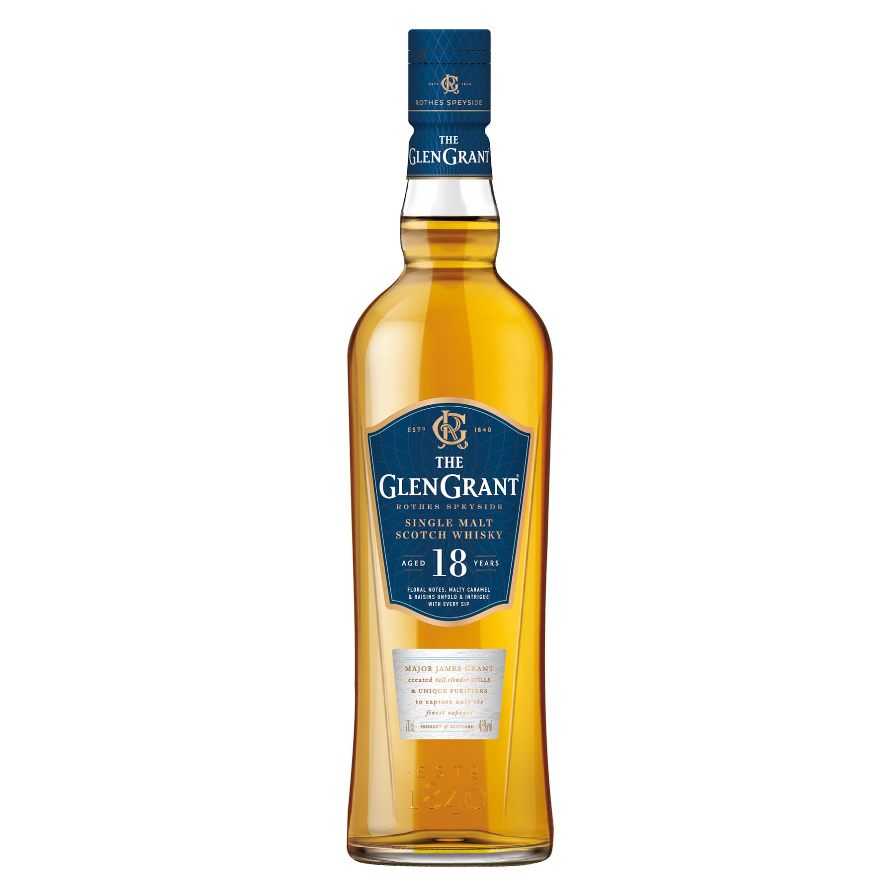 Glen Grant 18 Years Old Single malt Scotch Whisky |Reifer, hochwertiger Whisky aus Schottland | in Ex-Bourbon-Fässern gereift | in Geschenk-Karton | 43% Vol. | 1 x 0,7 l