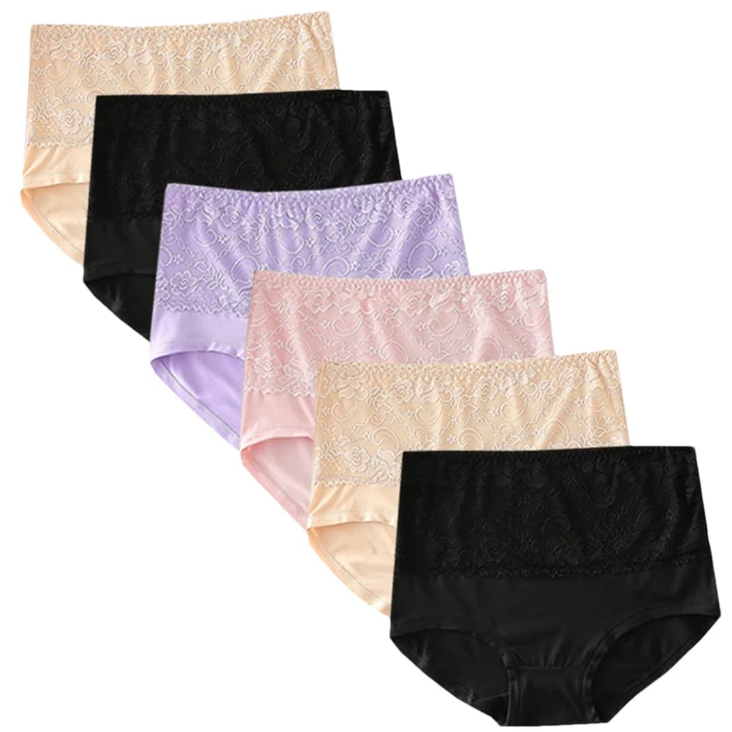 Mutandine da donna 6 pezzi biancheria intima a vita alta moda slip traspirante lingerie femminile mutandine in pizzo