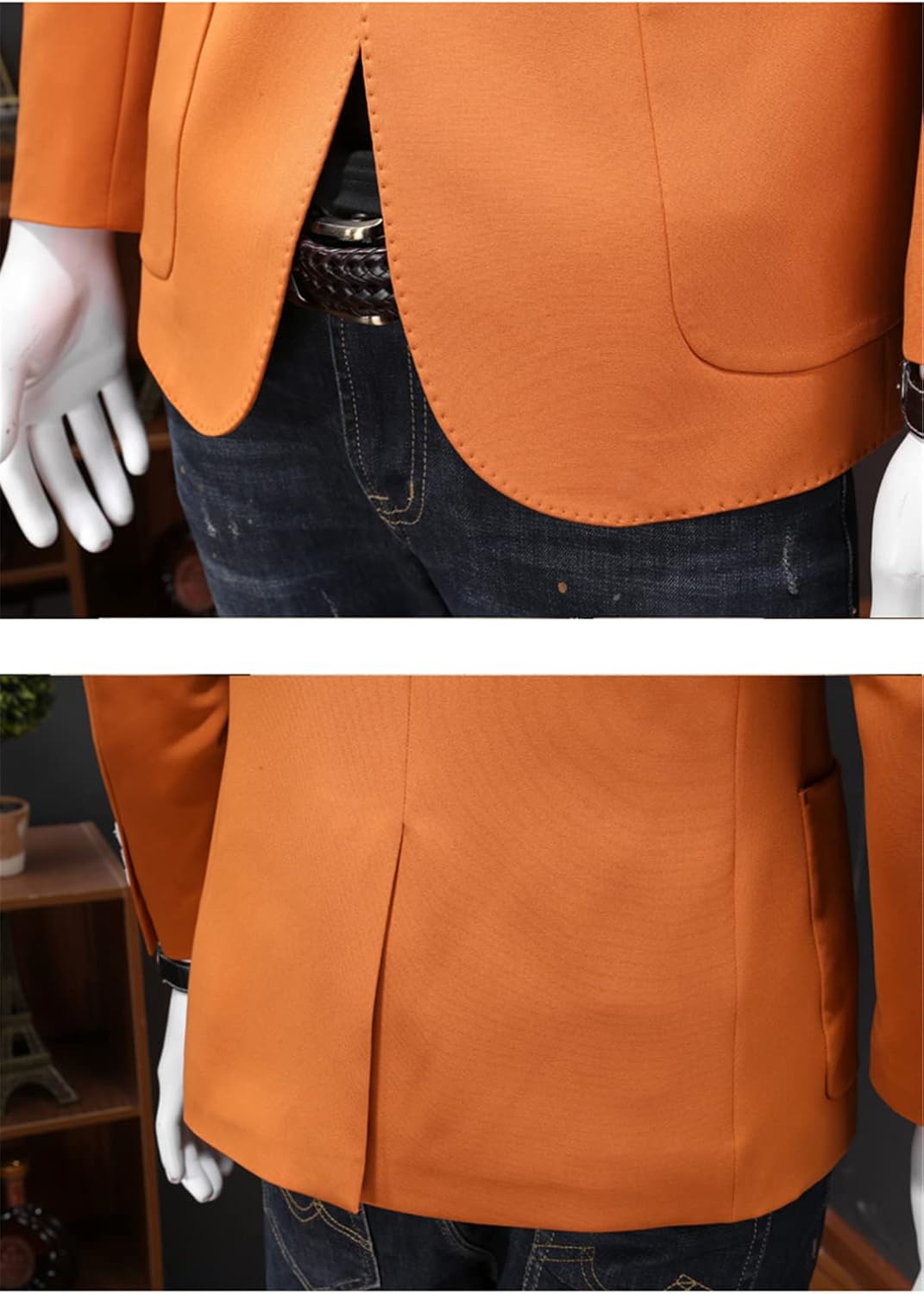 Autumn Orange Blazers for Men Slim Fit Groom Wedding Suit Jacket Classic Mens Blazers