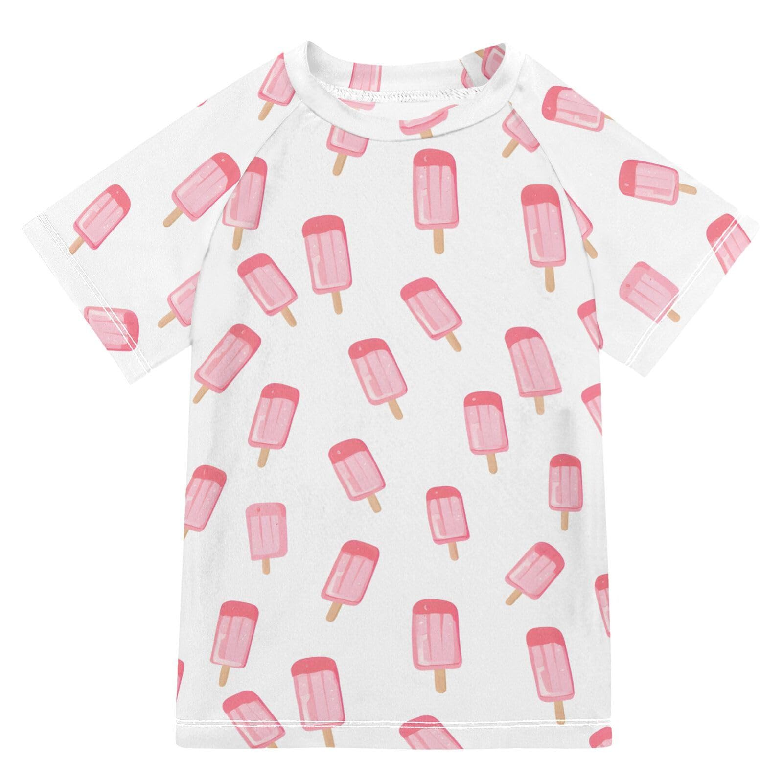 ALAZA Kids Rash Guard Boys Toddler Swim Shirts Short Sleeve Ice Pop Ice Lolly UPF 50+ 3T