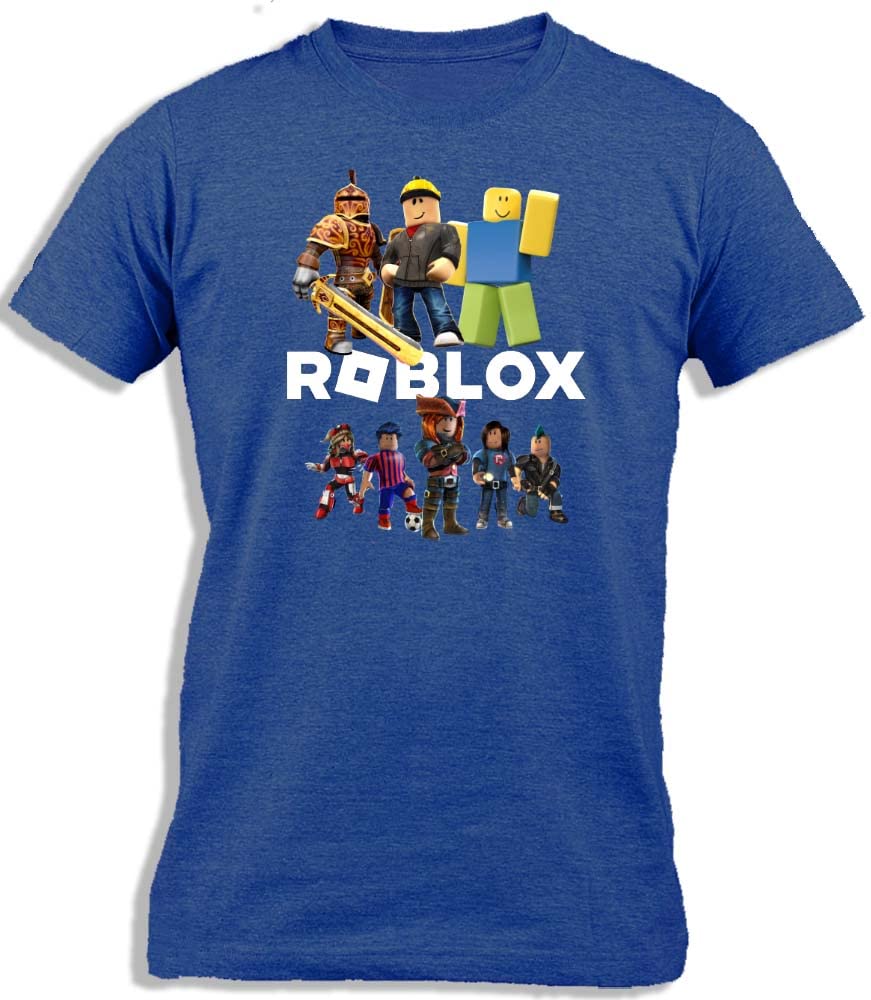 ™ Roblox With All Characters Online Game | Online Gamers | Roblox Characters With Logo In The Middle Cotton T-Shirt For Kids