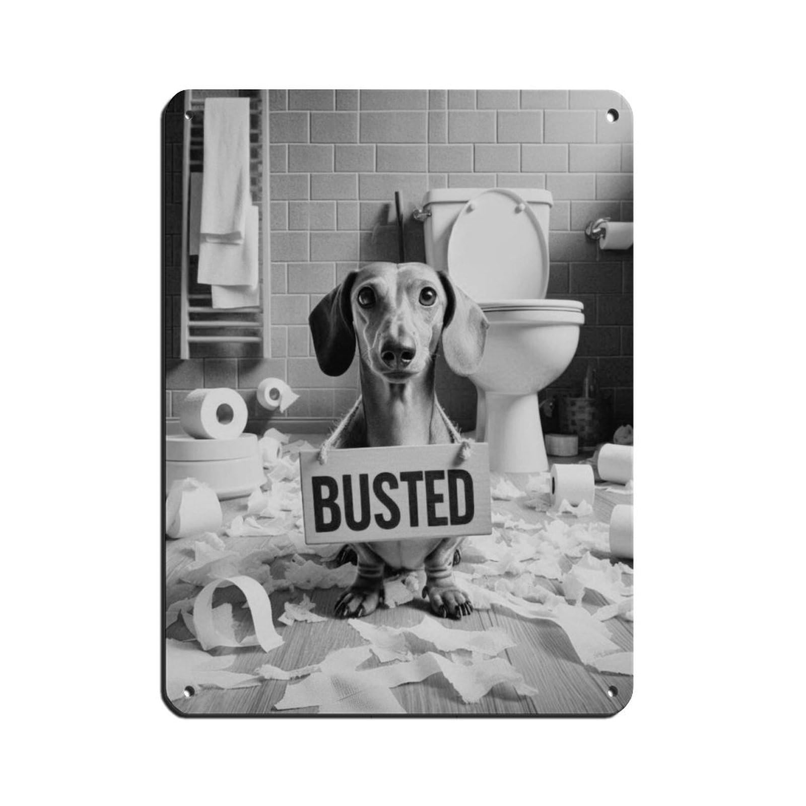 Bad Dachshund Bathroom Art (2) Tin Sign Vintage Metal Pub Club Cafe Bar Home Wall Art Decoration Poster Retro 12x16inch(30x40cm)