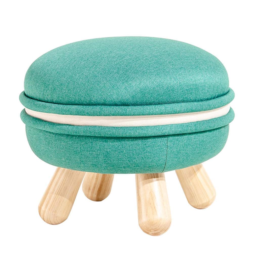 Tabouret de pied de pouf en bois vert matcha rembourré 40x40cm