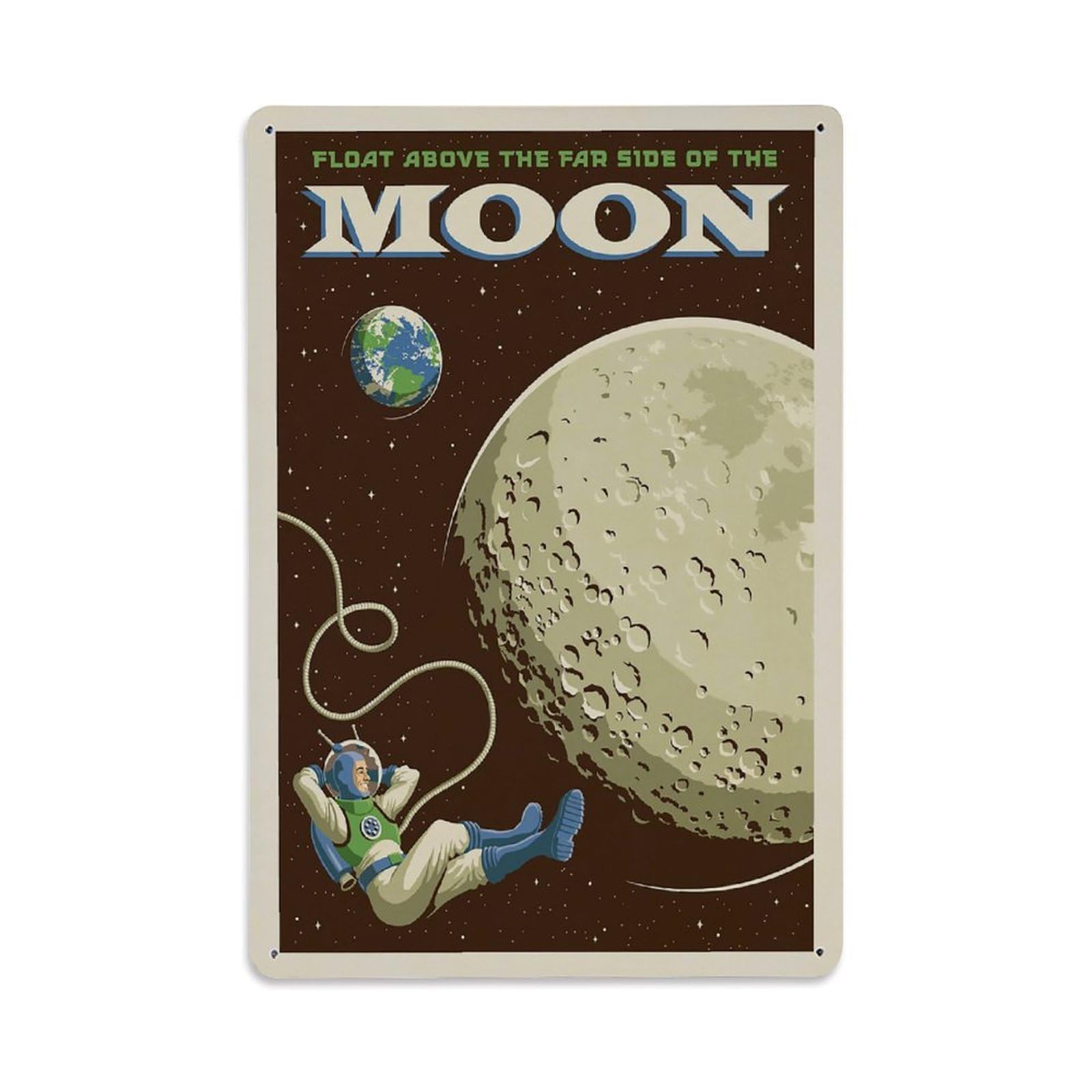 Vintage Poster The Far Side Of The Moon Metal Tin Sign Wall Decor for Cafe, Club, Garden Metal Poster 8x12Inch