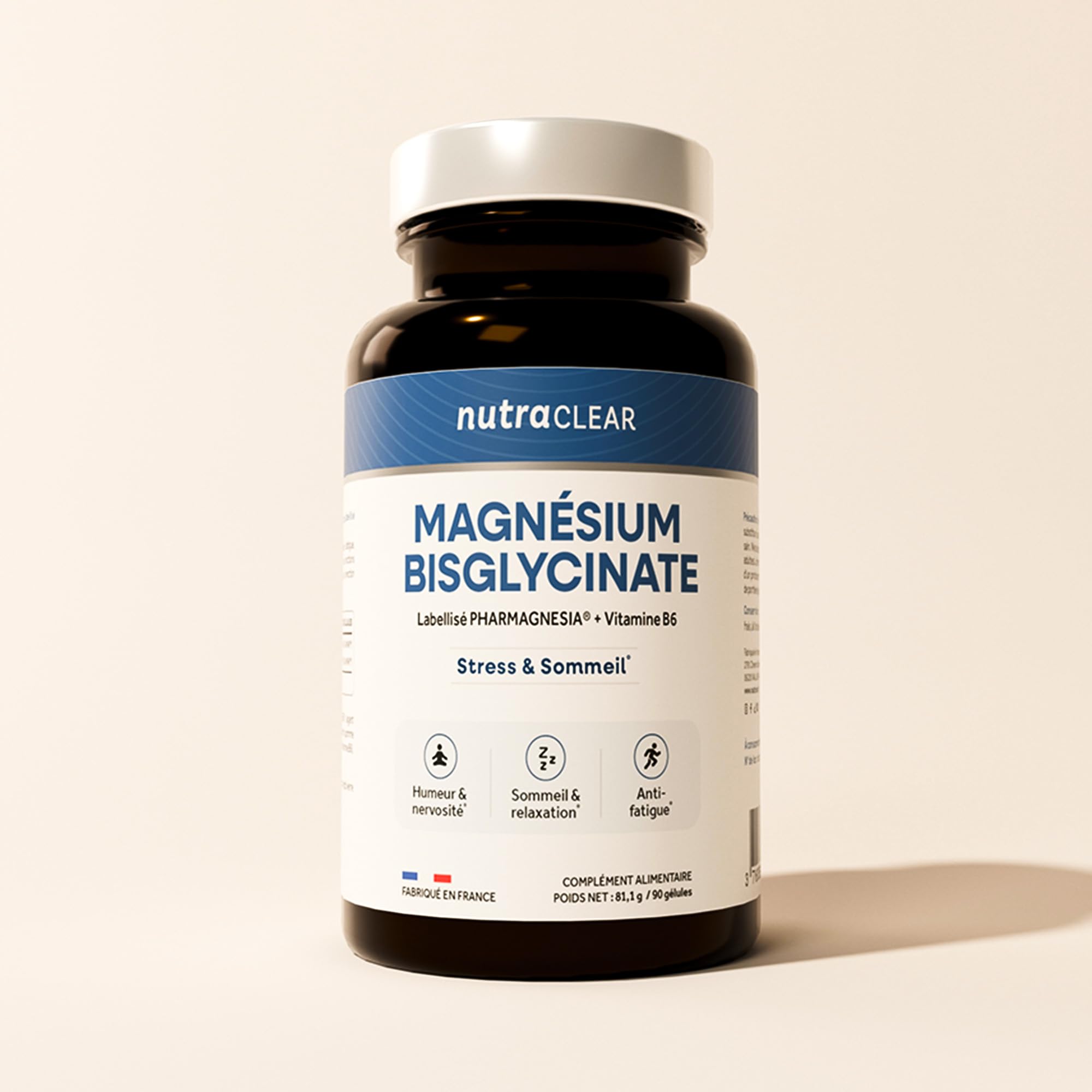 Cure de 3 mois Magnésium Bisglycinate Pharmagnesia® + vitamine B6 | Réduction de la Fatigue & du Stress | Fonction Musculaire et Nerveuse