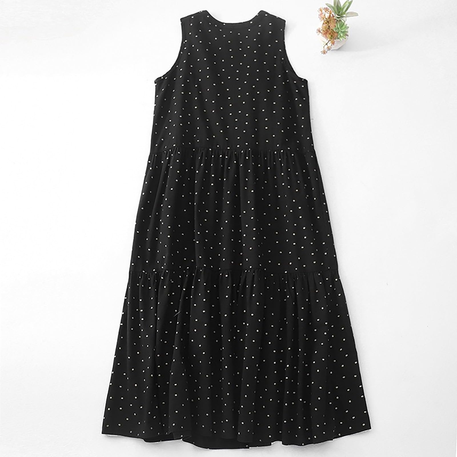 HAOLEI Abito Estivo Floreale da Donna Curvy Bohémien Donna Abito Estivo Lungo Senza Maniche Stampa Fiori Abbigliamento Vestito Elegante Sexy Lunghi Prendisole Alto Lunga Vacanze Spiaggia A-Line Dress