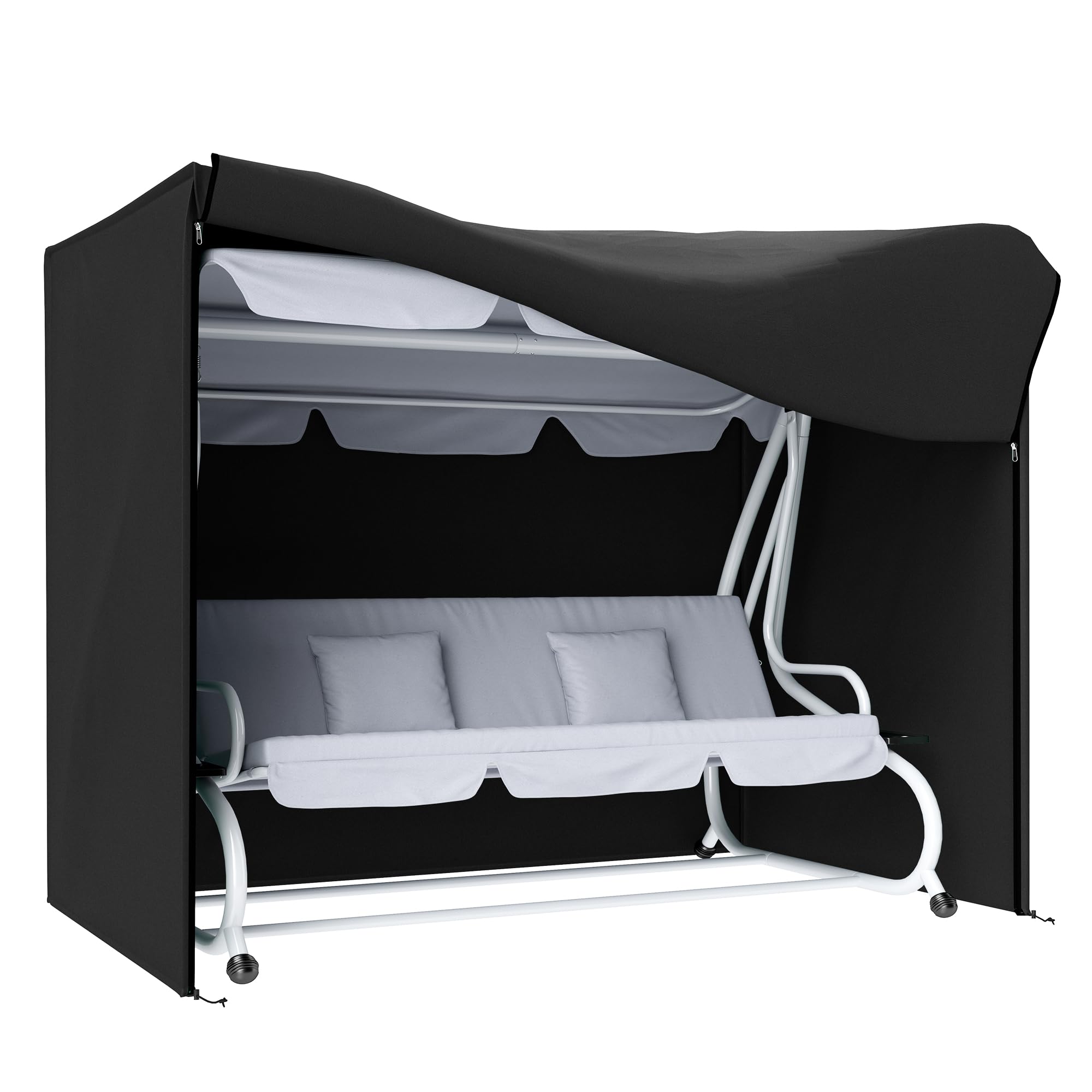 Outsunny Copertura per Dondolo da Giardino 3 Posti, Copertura Dondolo con Telo Impermeabile Anti UV, 220x125x172 cm, Nero