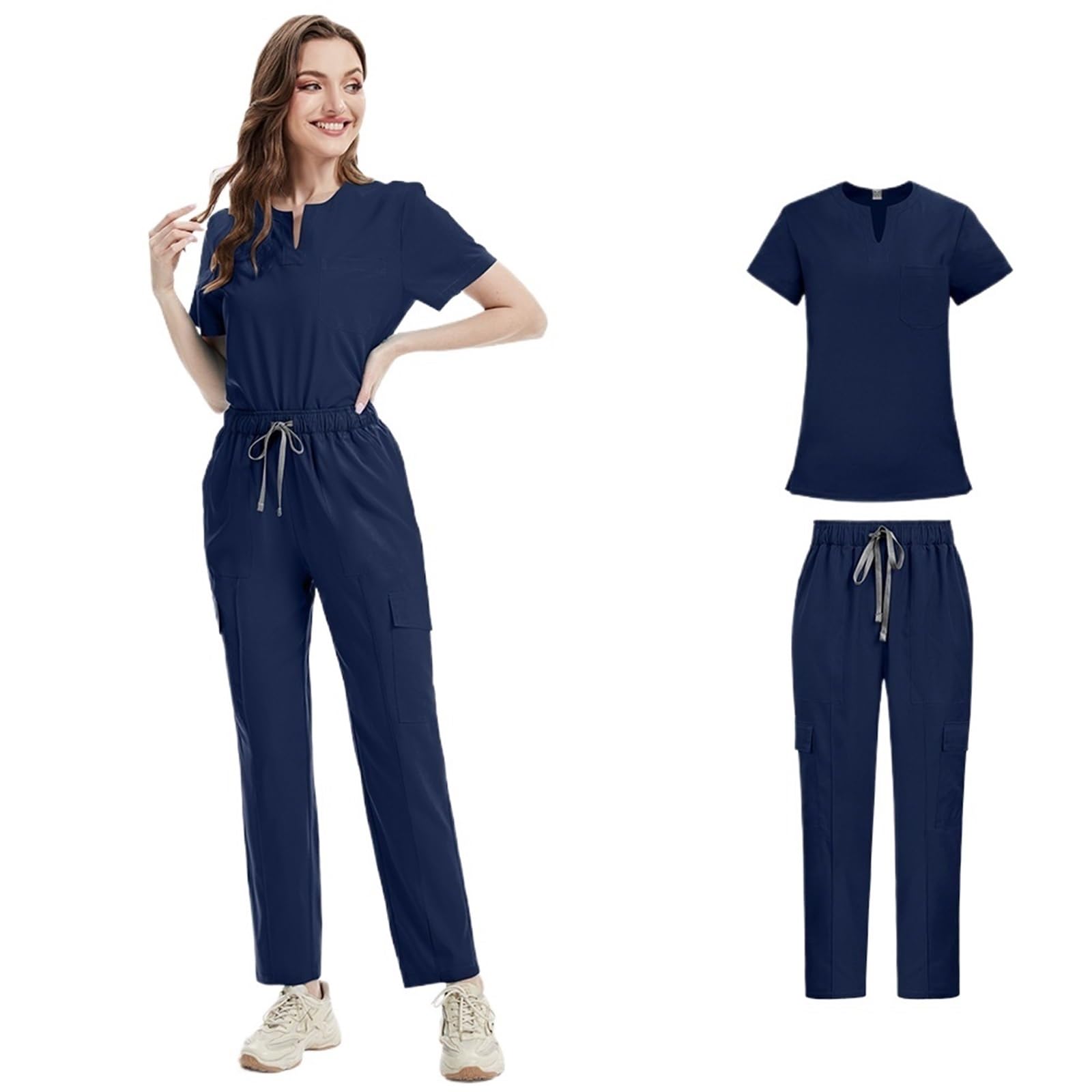 Uniformes médicos Bata Uniforme Mujer artículos de enfermería Accesorios Enfermeras clínica Traje médico salón Belleza SPA para AtencióN MéDica, SalóN De Belleza(Orange,S)