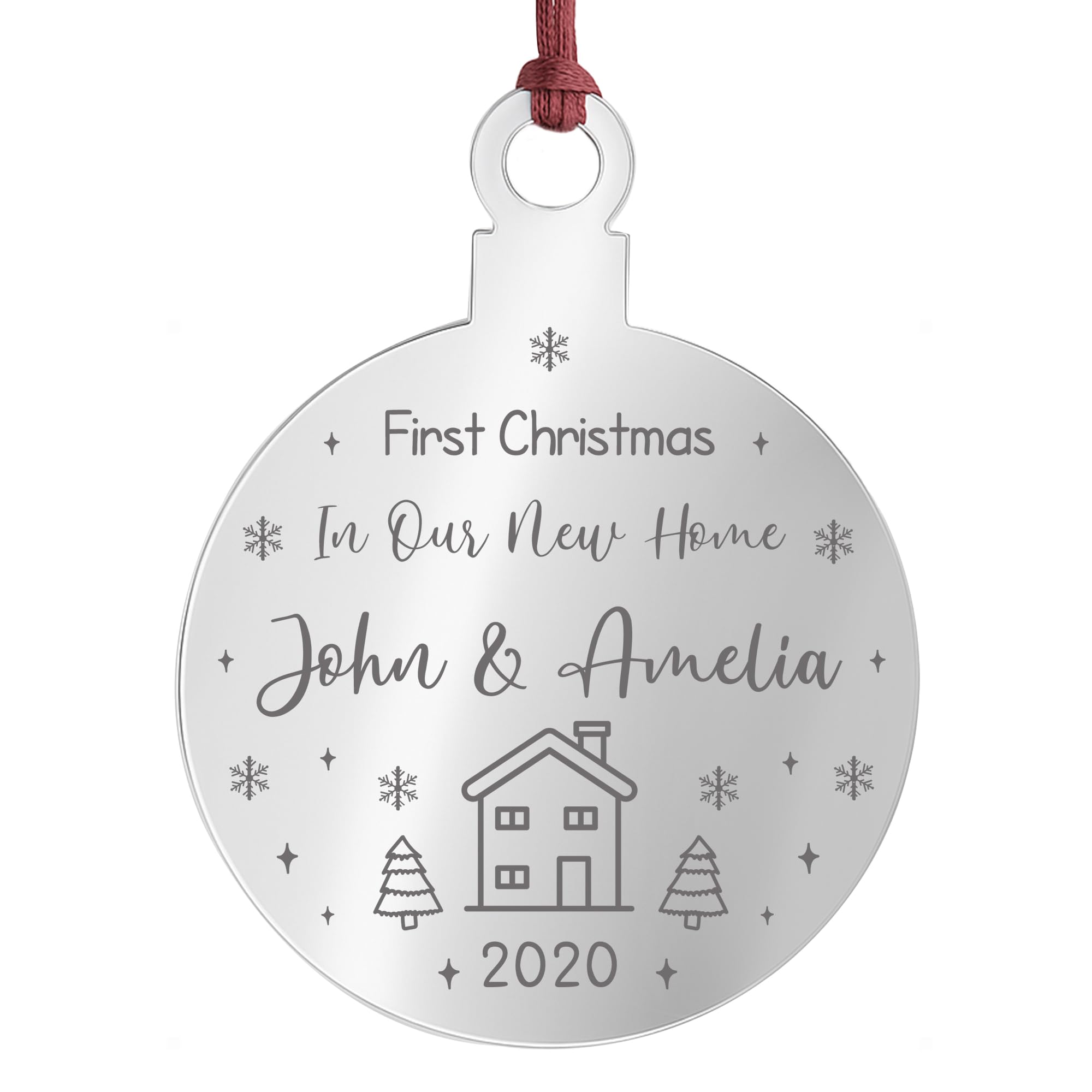 First Christmas In Our New Home Engraved Bauble Personalised Tree Decoration