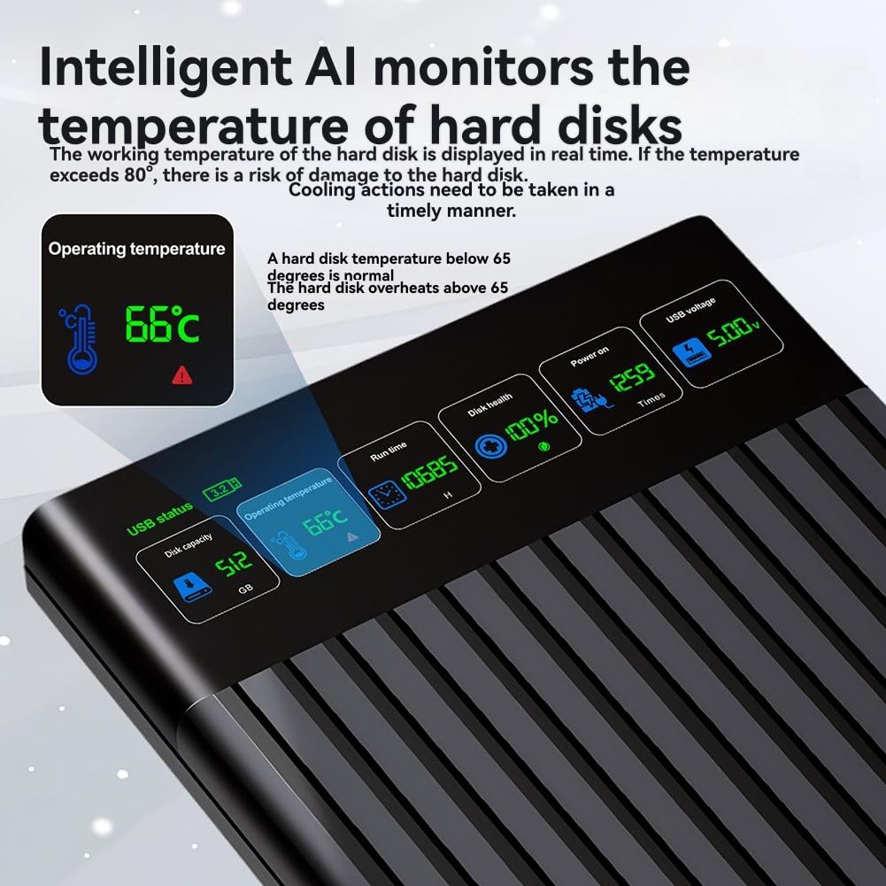Zewnętrzny dysk twardy 512 GB 6 Gb/s 2,5 na dysk twardy C Adapter z inteligentnym wyświetlaczem cyfrowym do użytku w laptopie PC