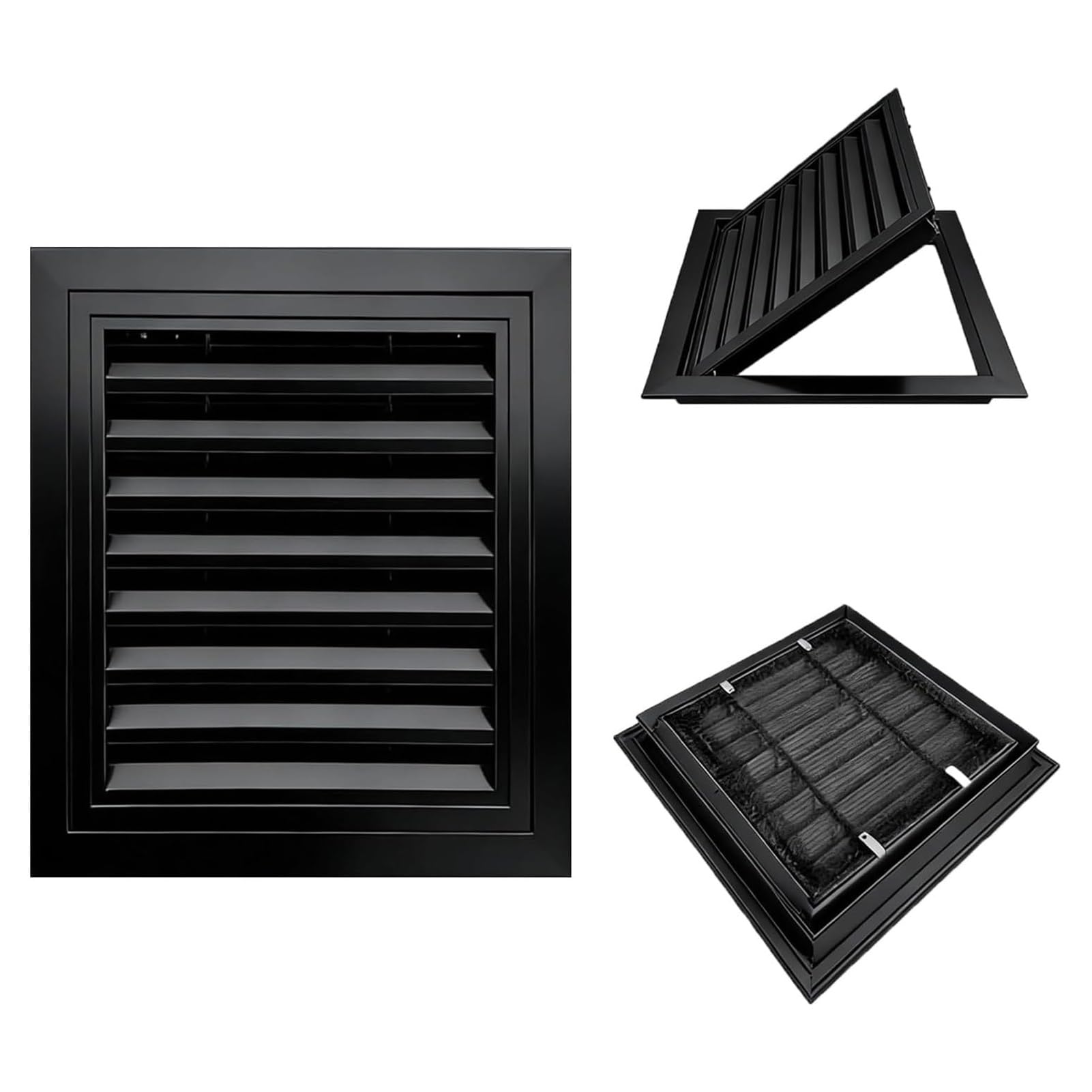 Hochwertige, schwarze Lüftungsgitterabdeckung (30,5 x 30,5 cm) aus Aluminium – für Wand, Decke und Boden – mit herausnehmbarem Filter für Lüftungsanlagen in Wohn-, Büro- und Gewerbegebäuden.