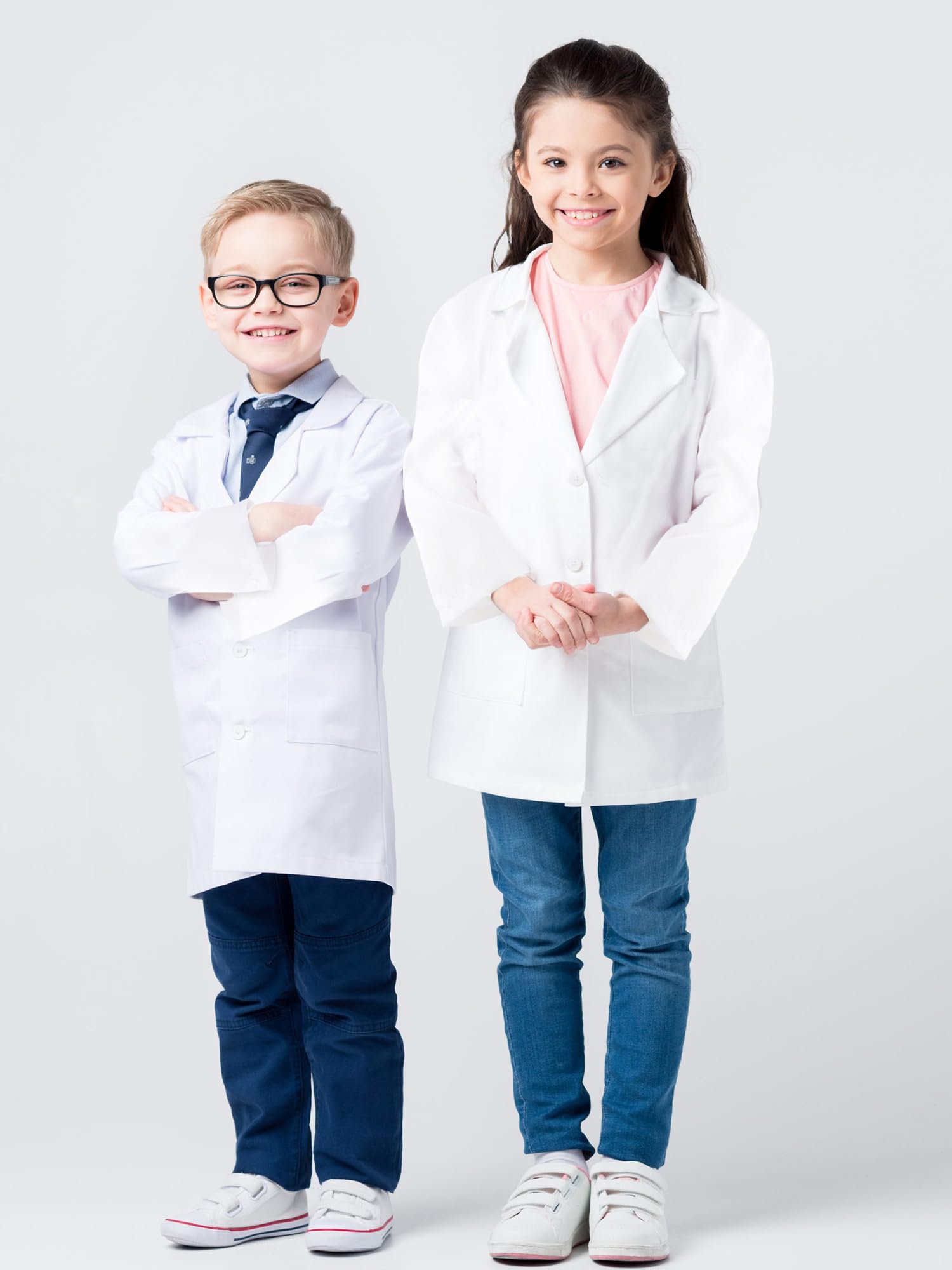Conjunto de 8 piezas de disfraz de médico para niños, uniforme de científico, bata de laboratorio blanca para niños y niñas, disfraz de Halloween, juego de rol, cosplay