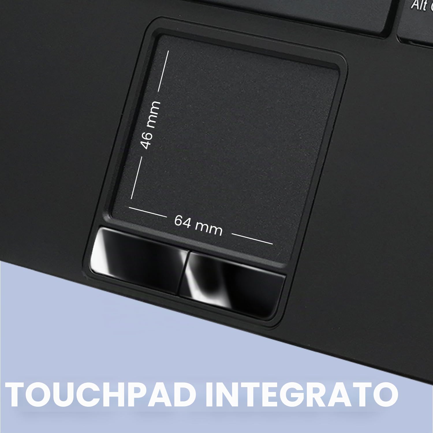 Perixx PERIBOARD-425 Tastiera Mini con Touchpad, Cablata, Tasti a Forbice, Retroilluminazione Regolabile, Layout Italiano, 78 Tasti, Compatibile con Windows, Nero