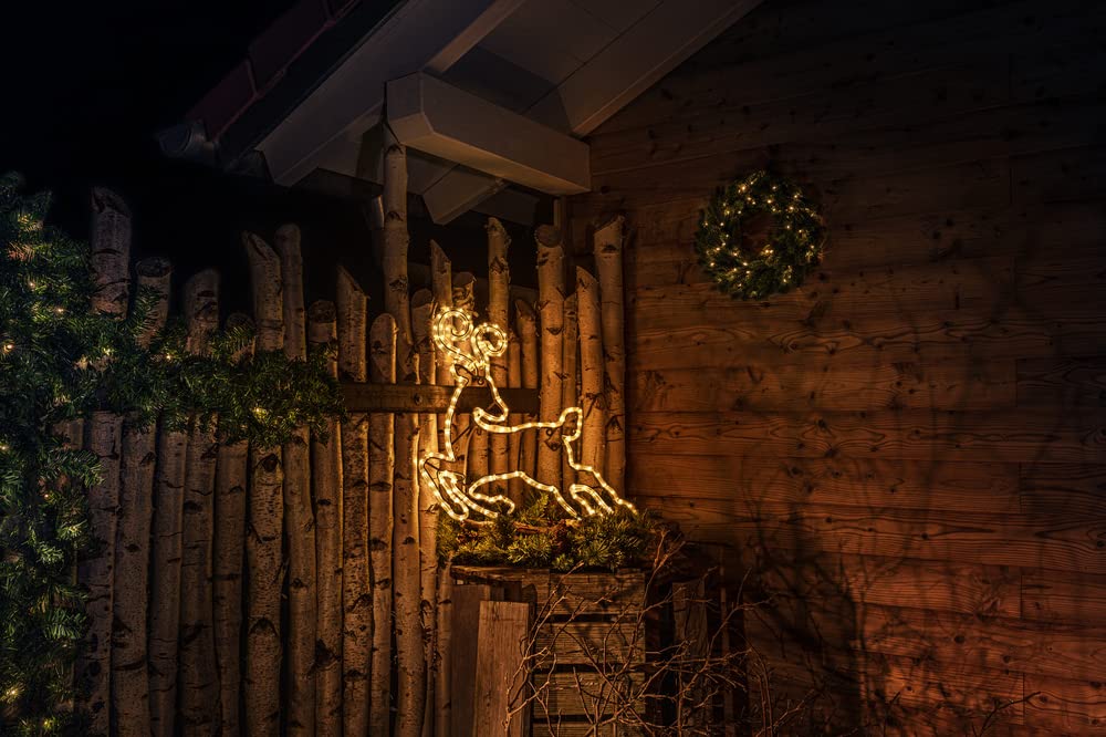 Ledvance Christmas LED Rentier, Dekorative Weihnachtsbeleuchtung für Innen und Außen, als Fenstersilhouette oder Gartenbeleuchtung, Warmweiß (3000K), Schutzklasse IP65, 660mm x 620mm x 13mm