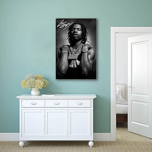 Miniatura 5 de Póster de pared de lienzo famoso de cantante Lil Baby para decoración de dormitorio, paisaje, oficina, habitación, regalo (B, 12 x 18 pulgadas, sin