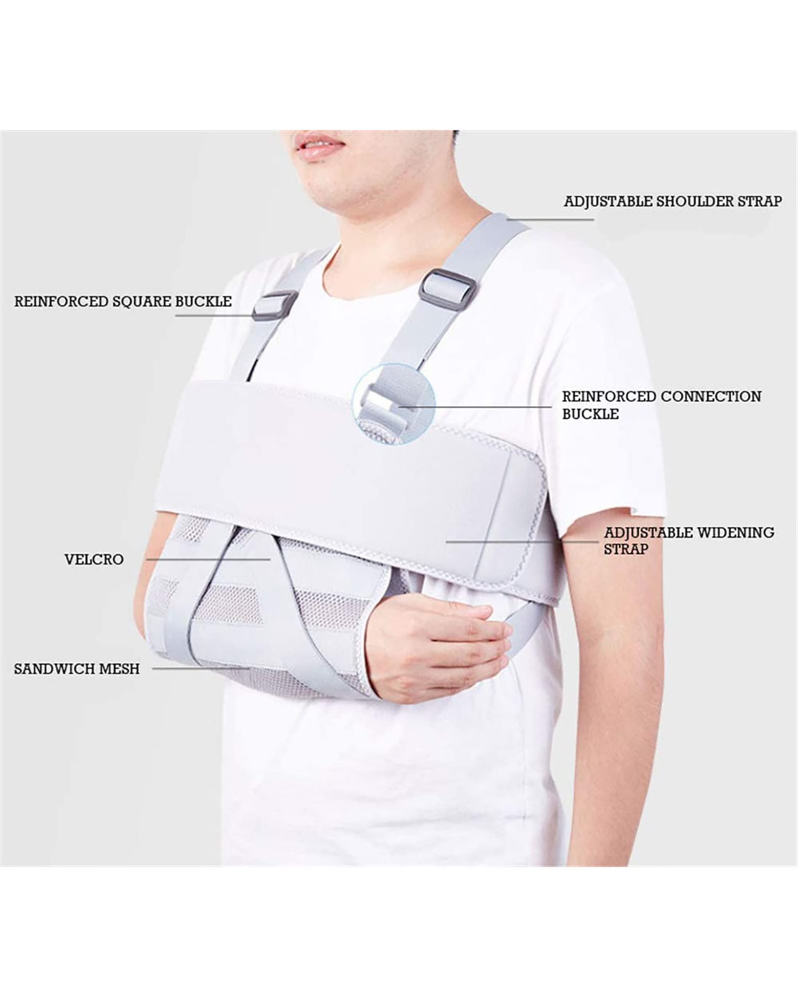 Eslinga de malla transpirable para brazo, correa de soporte para fijación de fracturas de antebrazo, manguito rotador ajustable y codera, inmovilizador para hombres y mujeres