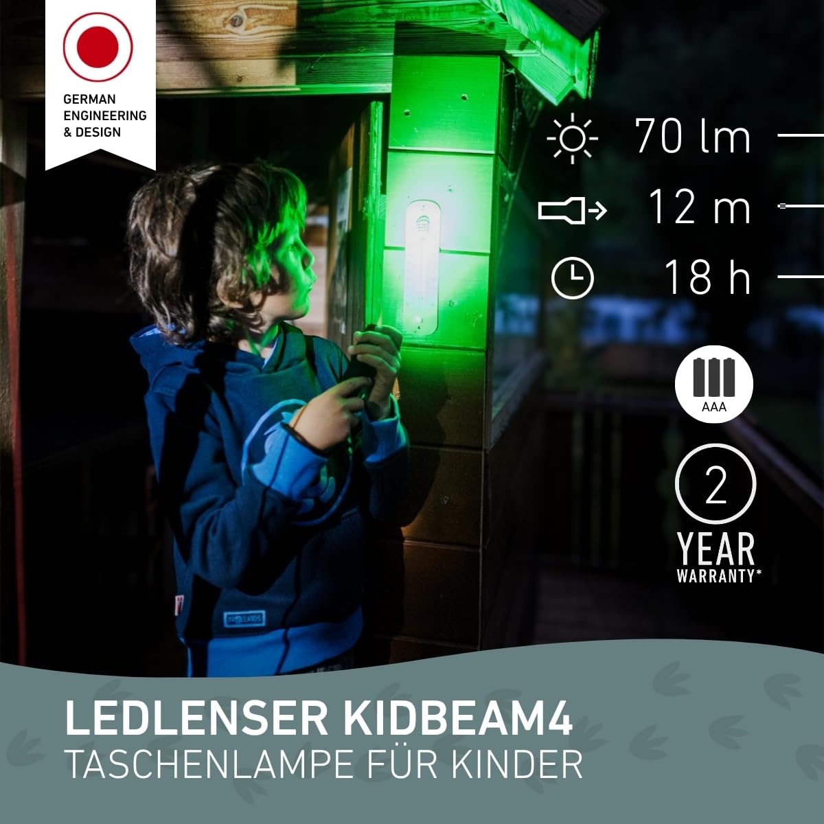 Ledlenser KidBEAM4 Kinder-Taschenlampe, 4 LED Farben, AAA batteriebetrieben, leicht, 72 g, inkl. Taschenclip… – Ansicht 2