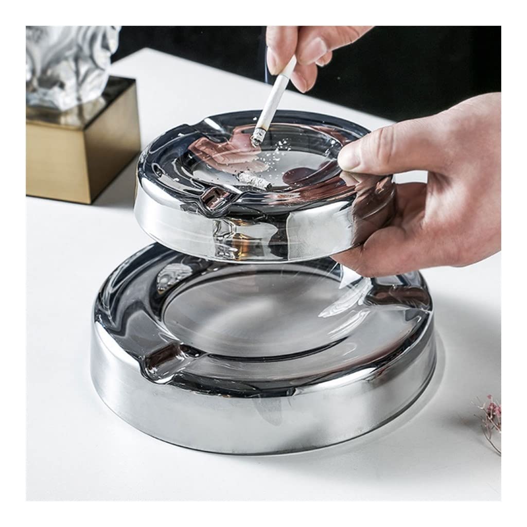 Cenicero Colorido De Cristal De 7 Pulgadas, Soporte Para Bandeja De Cenizas De Cigarrillos Decoracion De Mesa De Escritorio Para Oficina En Casa