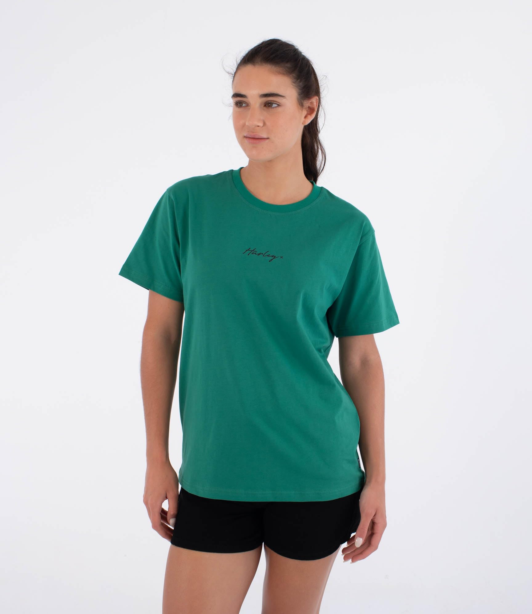 Hurley Womens Short Sleeve Script T-Shirt, Green, M EU