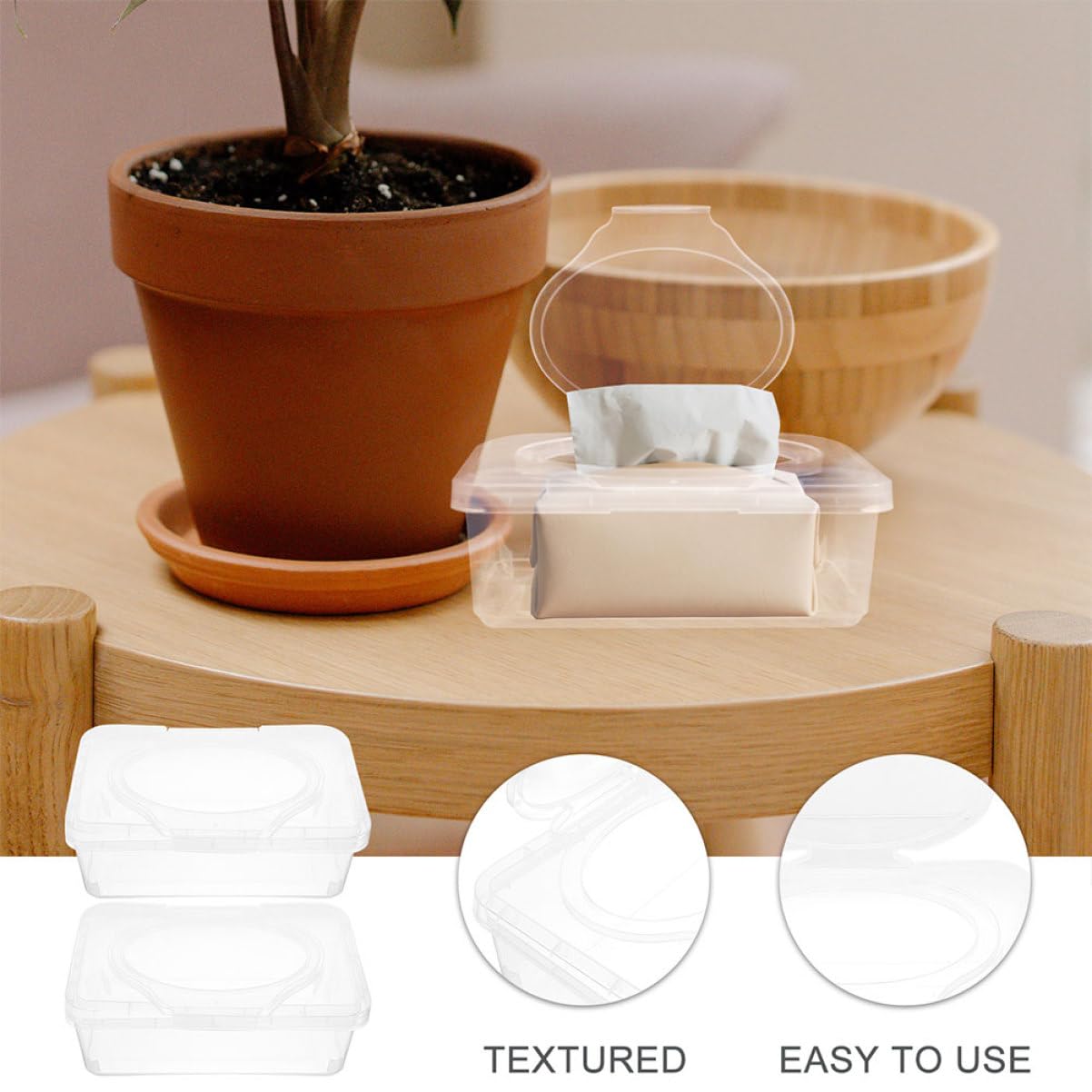 PRETYZOOM 3 Ensembles Boite À Essuyer Étui À Lingettes Étui À Mouchoirs De Voyage Porte-Papier Hygiénique Distributeur De Lingettes Lestées Conteneur De Mouchoirs PP Transparent 2 Pièces * 3