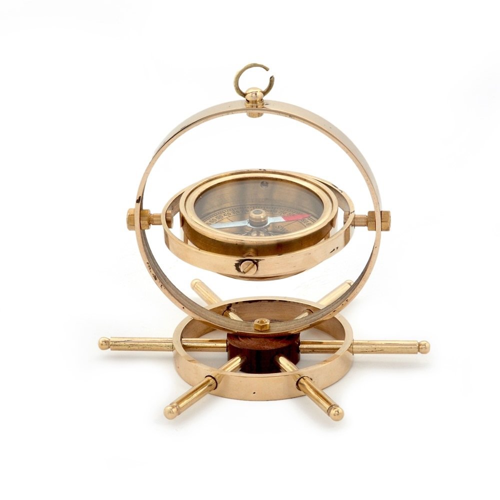 Little India Real Brass Spinning Golden Compass Brown Wheel (337, Brown)-picture-23