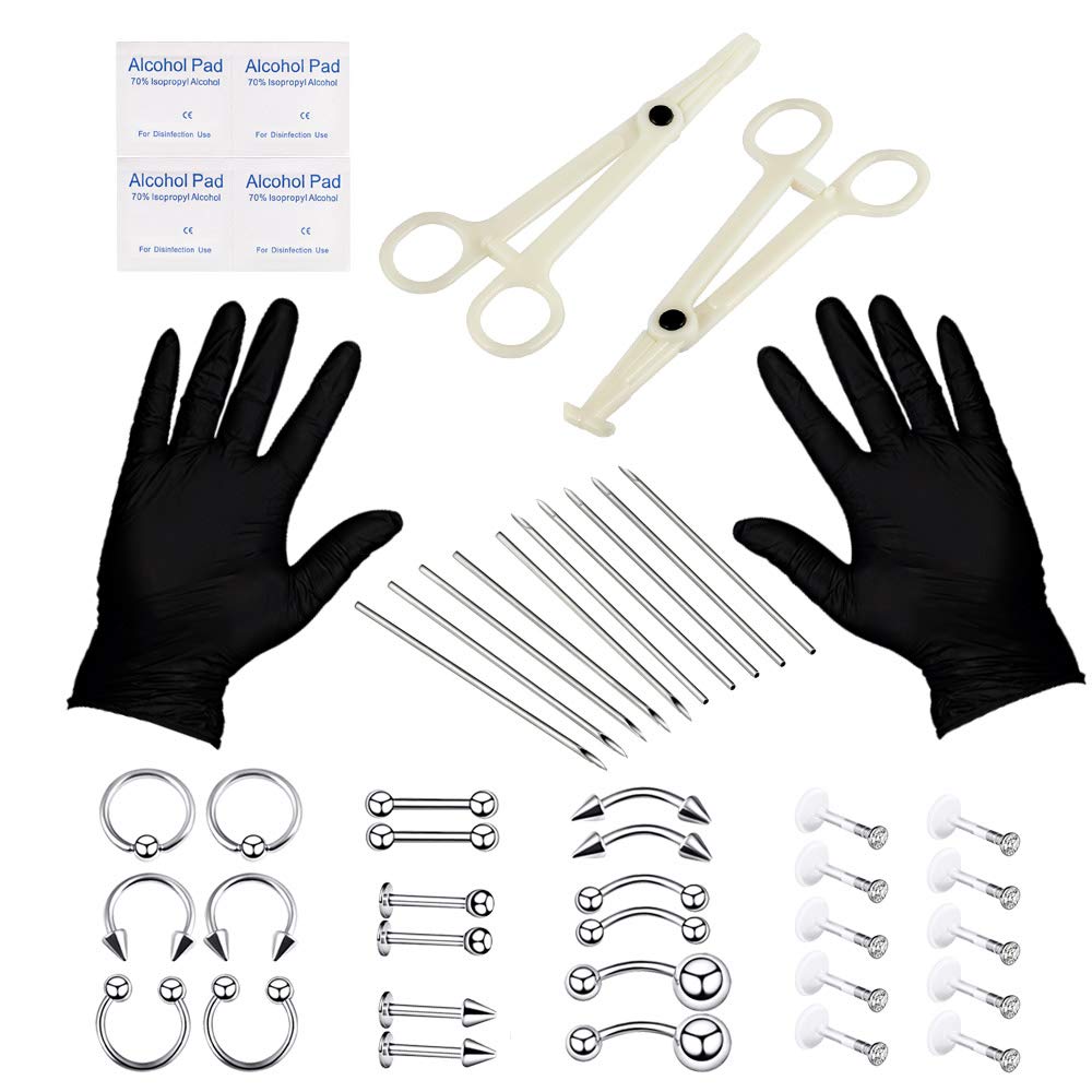 Buy Stuppendux Disposable Stainless Steel 52pcs Body Piercing Kit 16G