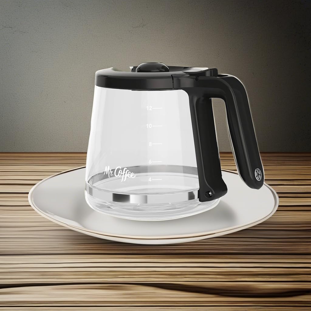Mr. Coffee 12-Cup Replacement Carafe – Compatible with Mr. Coffee 12 Cup Machines, Glass Pot with Black Handle