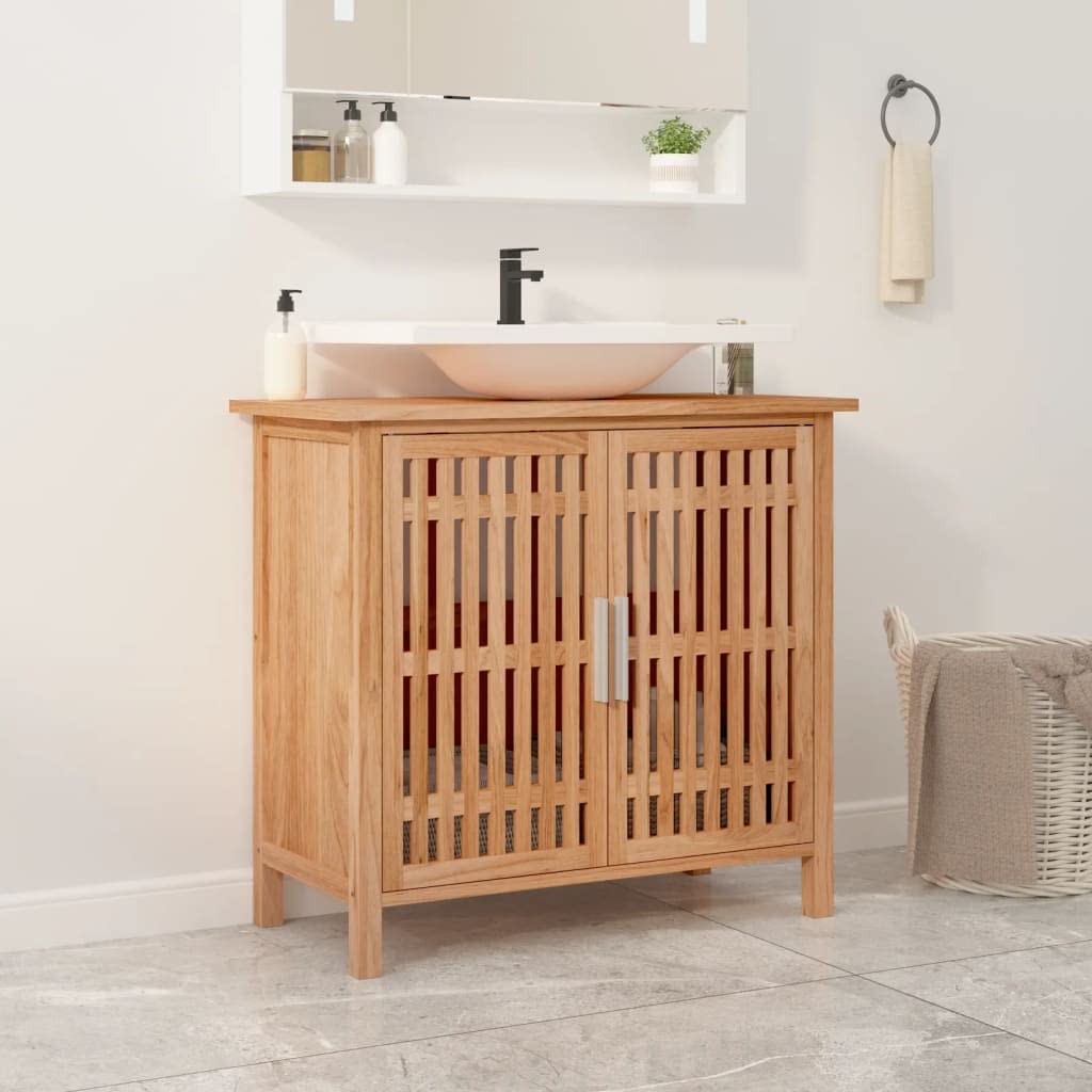 Meuble sous lavabo en bois avec beaucoup d'espace pour résoudre le désordre de la salle de bain