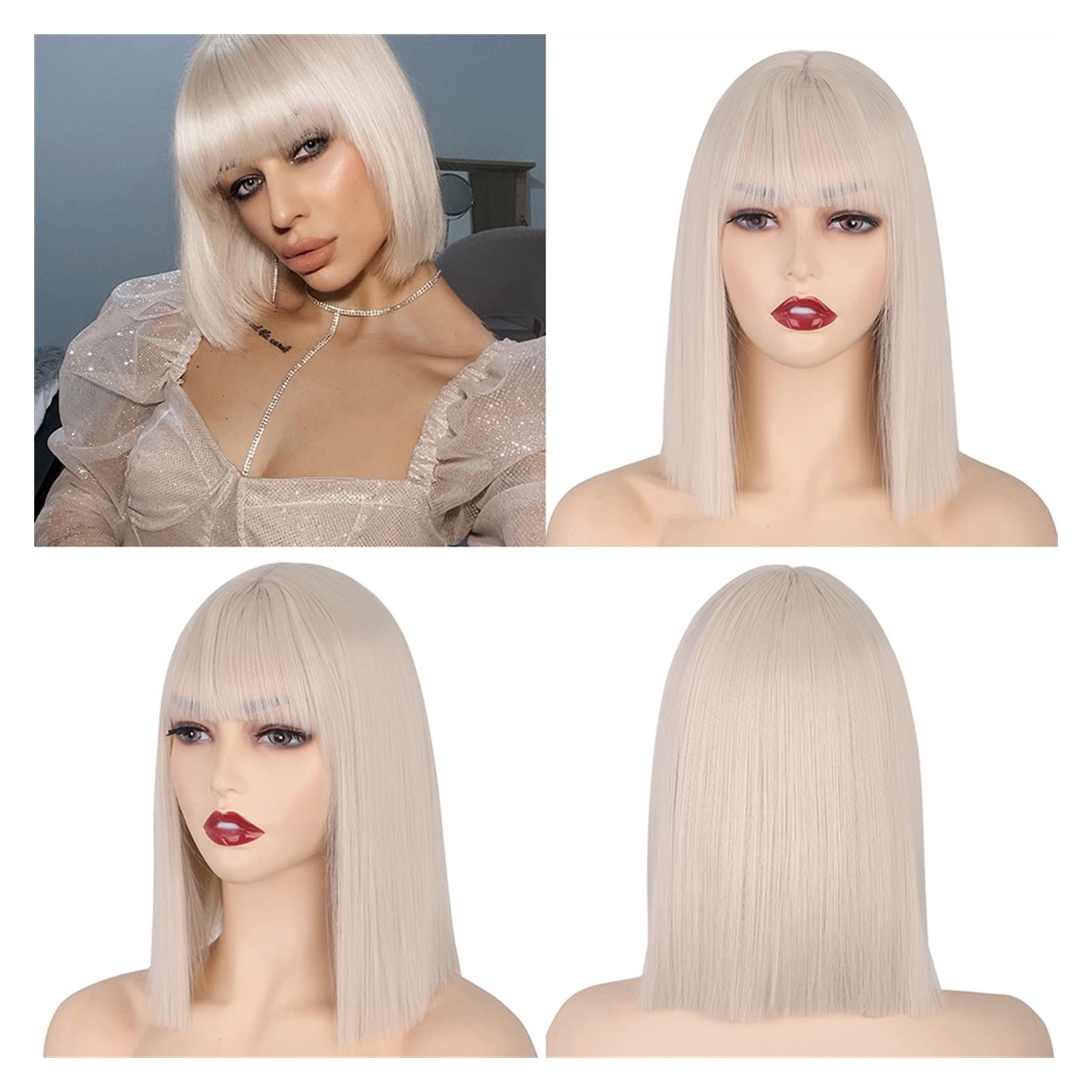 Perruque de remplacement de cheveux courts coupe carrée Bob pour masquer la chute