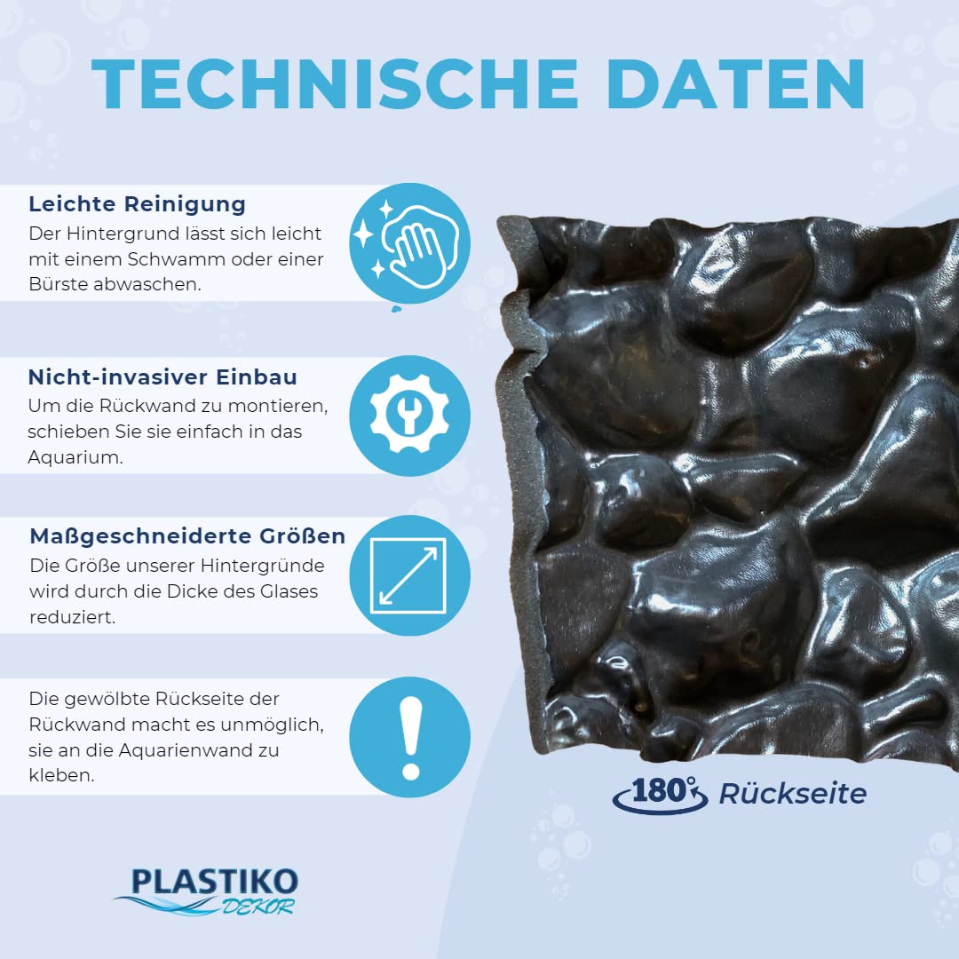 PLASTIKO - Aquarium achtergrond 3D | Achterwand 100x50 cm | Gemakkelijk