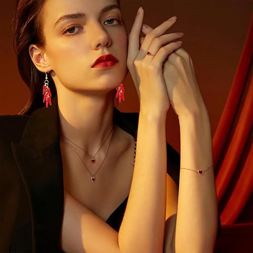 Miniatura 3 de Aretes colgantes de pimiento picante picante, chile rojo, resina, simulación de alimentos vegetales, para mujer