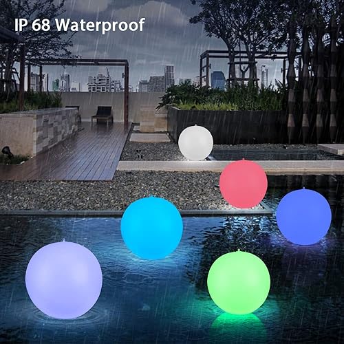 Miniatura 6 de Luces flotantes solares de la piscina, 14 pulgadas que cambia de color inflable que cambia la luz inflable de la bola del resplandor del LED