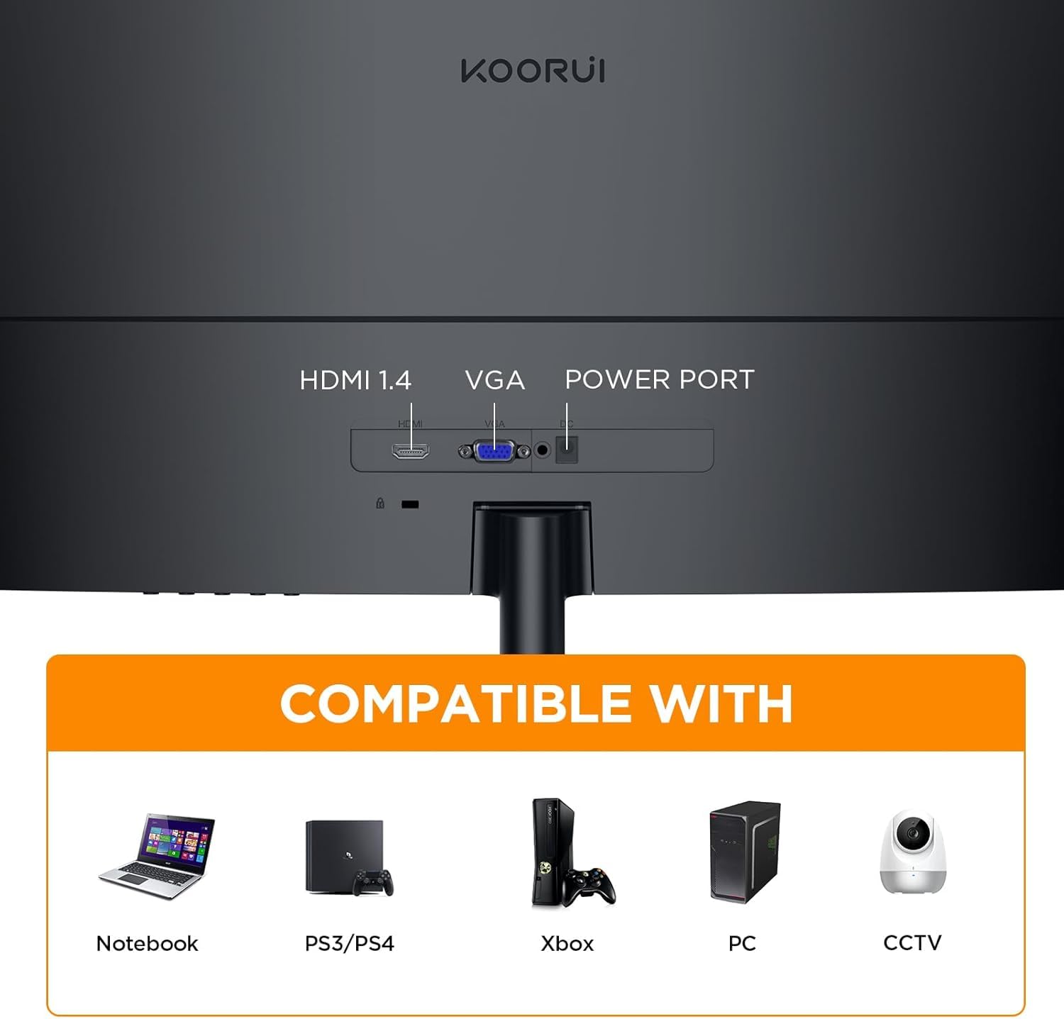 KOORUI Monitor 27 Pollici Curvo (1500R), Full HD (1920x1080), VA, 75 Hz, 5 ms, HDMI, VGA, Gaming Monitor, Eye Saver Mode, Flicker Safe, Nero, 27N5CA