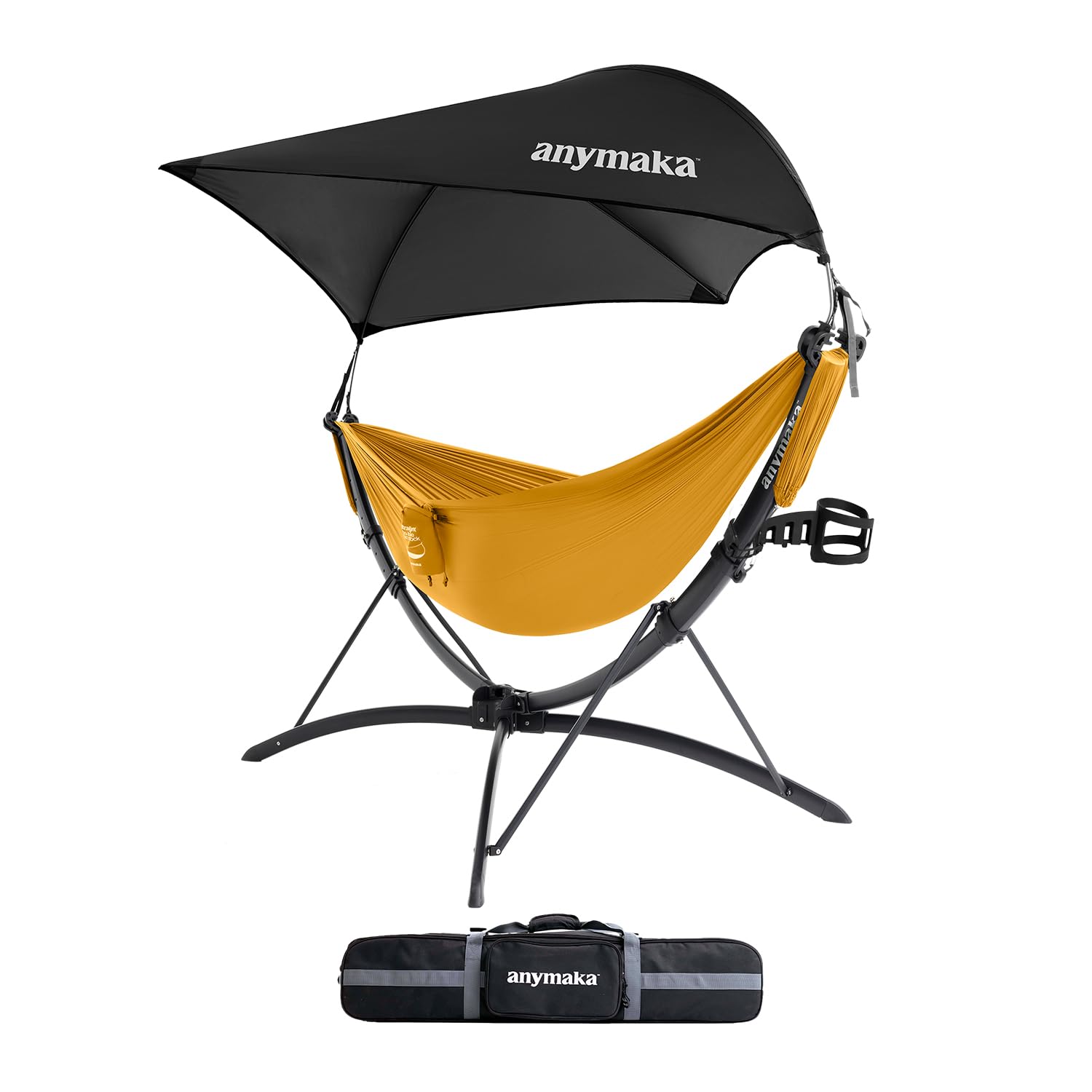 anymaka Fast Set-up in 3 Seconds Adjustable Portable Aluminum Alloy Hammock Stand for Outside with Chair Mode & Lounge Mode up to 105'' - 550 LBS Capacity - Compact & Portable & Stable on Any Terrain