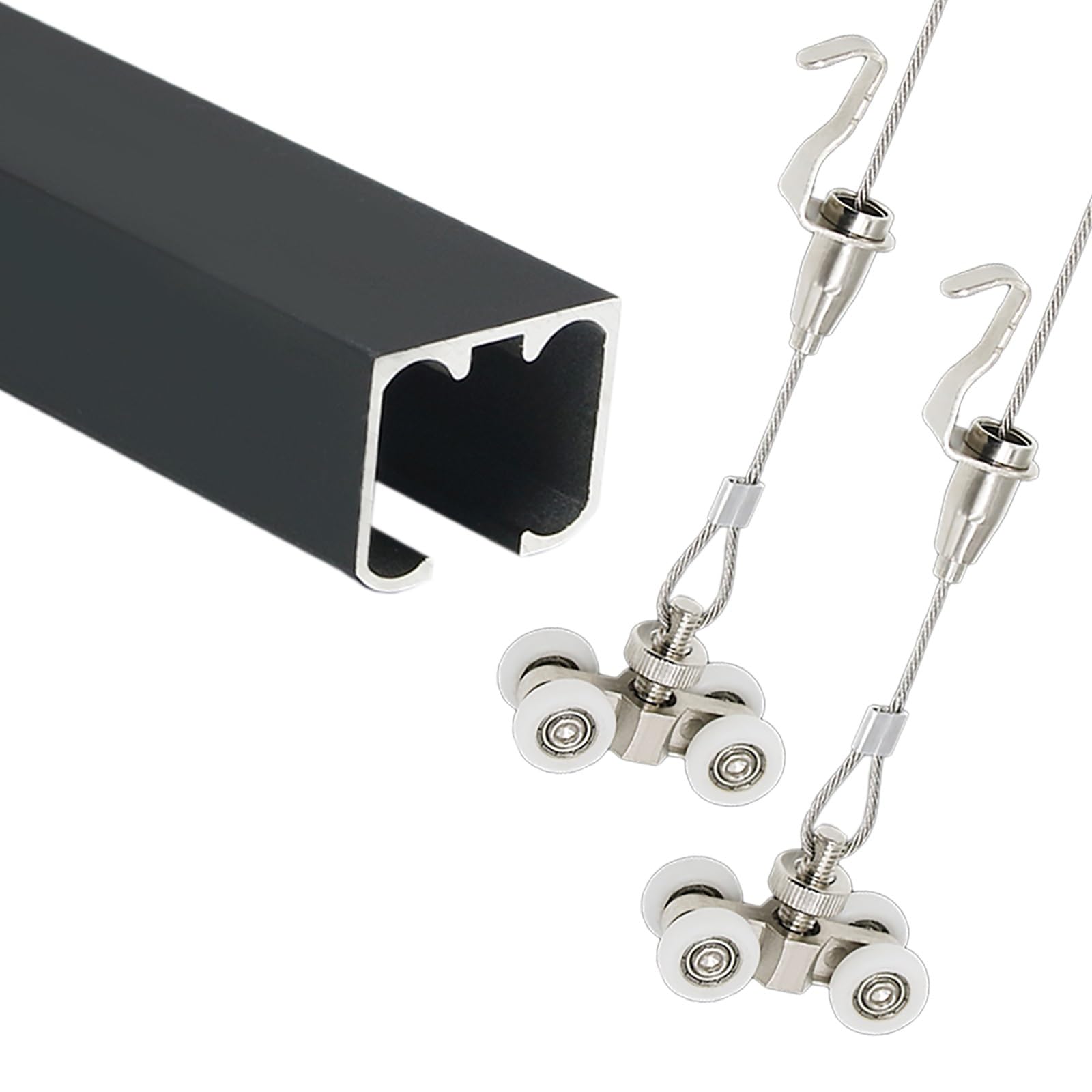 Cimaise Pour Tableau Rail de suspension pour cadre photo, crochet réglable, blanc, noir, marron, pour galerie d'art, montage mural/plafond, pour exposition de peinture, musée, hôtel(B Ceiling,Cable 1.