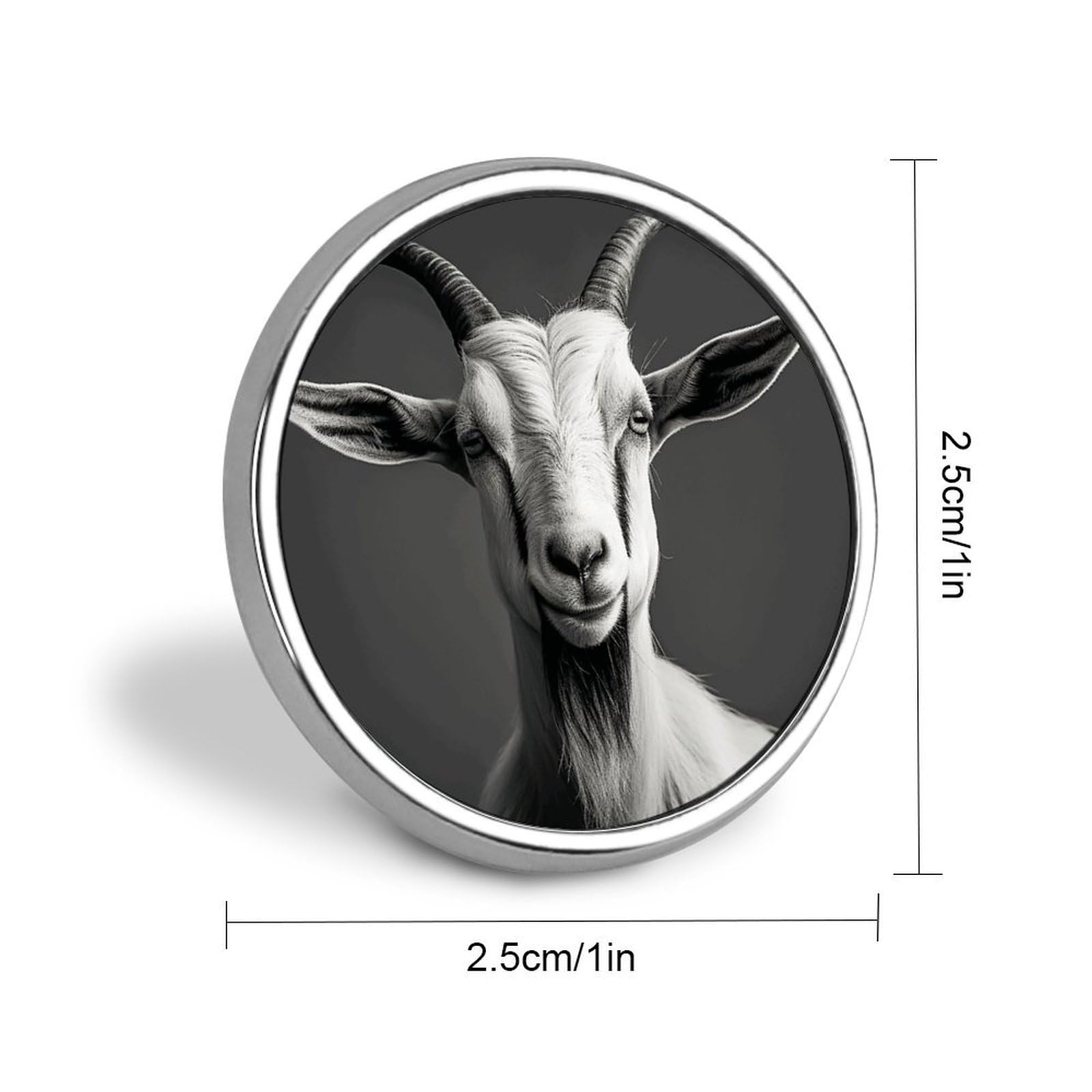 Round Brooch Pin Decoration Clothing Brooch Fashion Black And White Goat Lapel Pin Decorative for Party Wedding Gift Women/men Gift