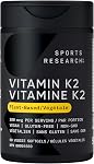 Sports Research® Vitamine D3 + K2 w/Coconut MCT Huile - Vitamine D végane 1000iu (25mcg) & Mk-7 Vitamine K 120mcg - Certifié végétalien · Non-OGM · Sans soja - 90 Mousselines