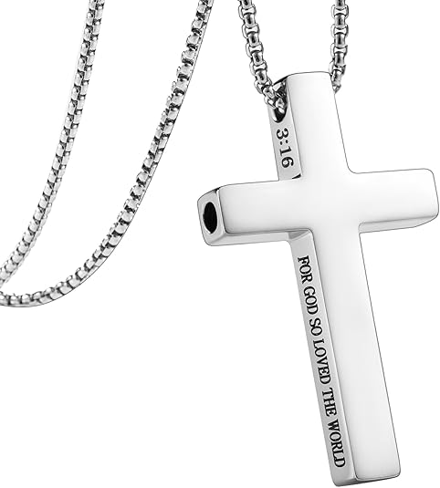 Cross Breathing Necklace, Breathlink Quit Smoking Aid, Inspirational Bible Verse Anti-Anxiety Mindfulness Necklace, Premium Stainless Steel Breathwork Tool, Anxiety Relief Items Gift