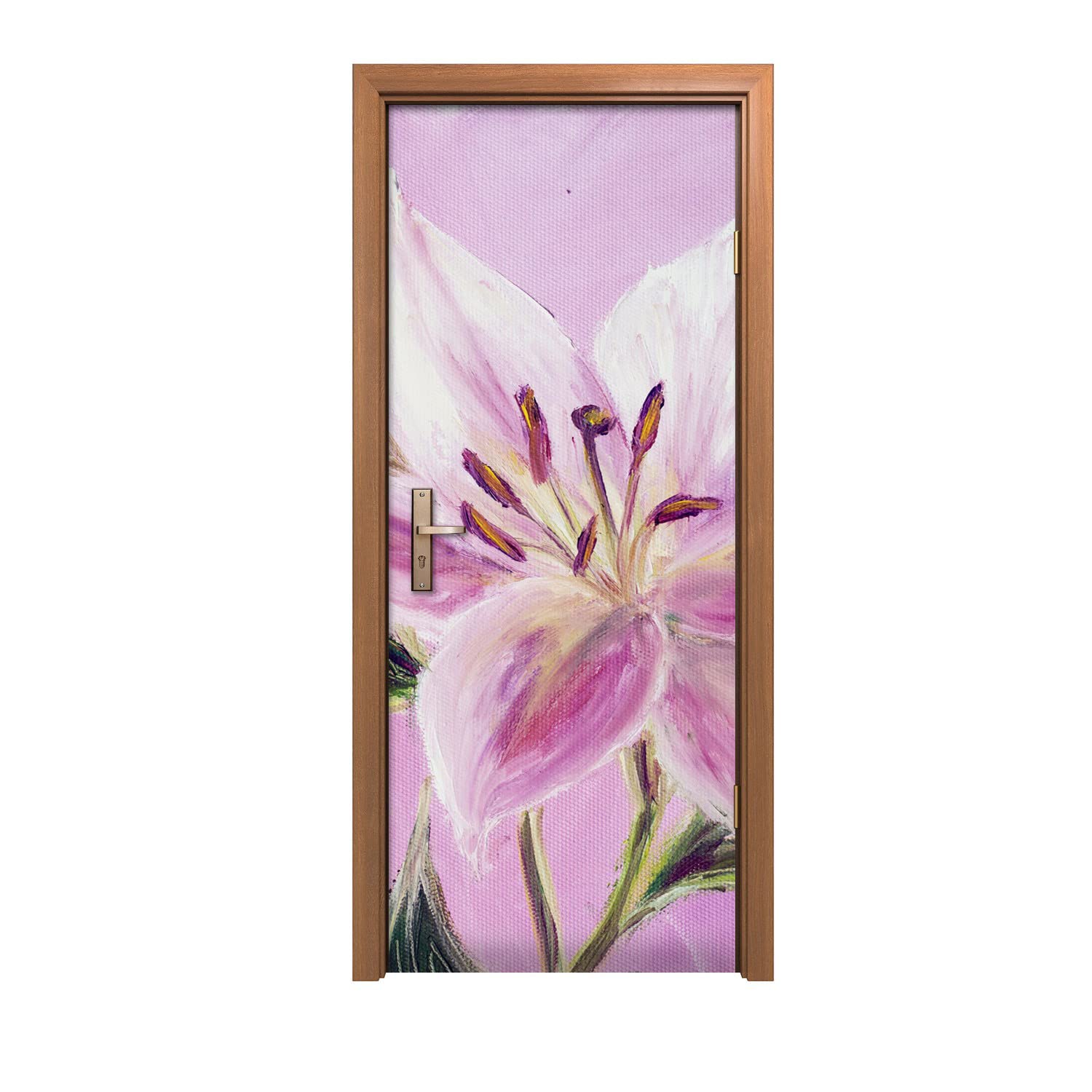 Autocollant de porte nature pour transformer votre salon avec un décor de feuilles