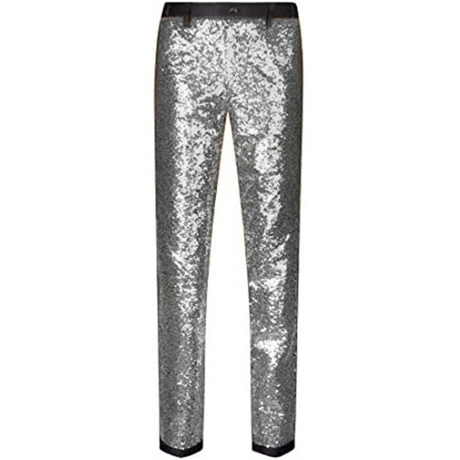 Set completo da uomo con paillettes | smoking pantaloni con giacca a bottone singolo | matrimonio, danza & estate, abito da sposa elegante Slim Fit (vestibilità corpo sottile)